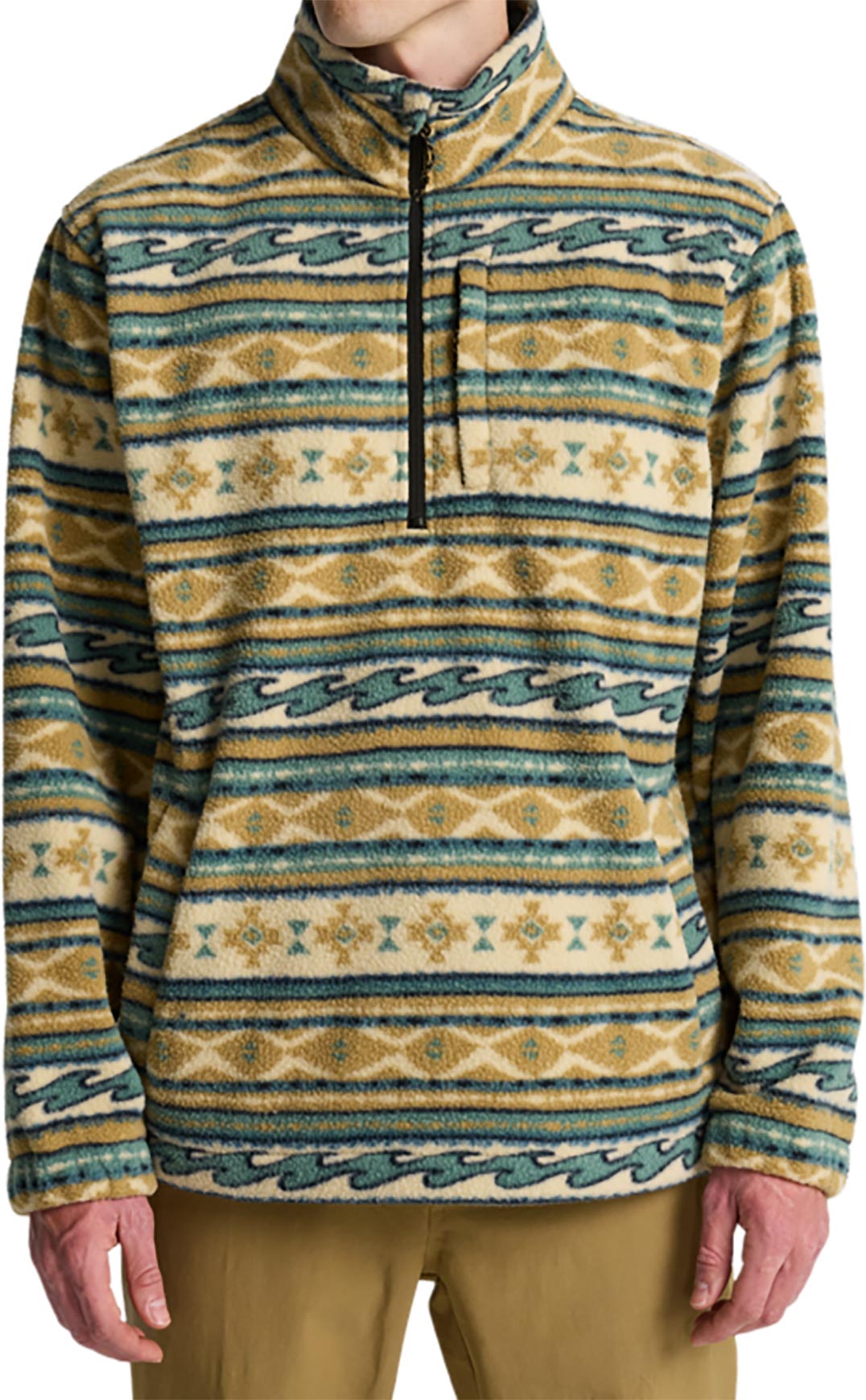Polaire épaisse à col montant zippé - Boundary Mock Neck Desert Print - Taille M - Beige