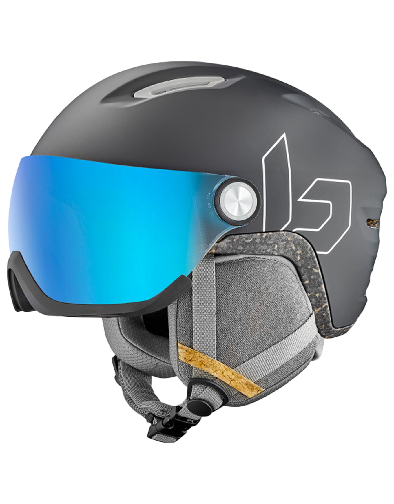 Skihelm mit integriertem Visier V-Atmos Black Matte für Herren Größe 52-55 cm Grau