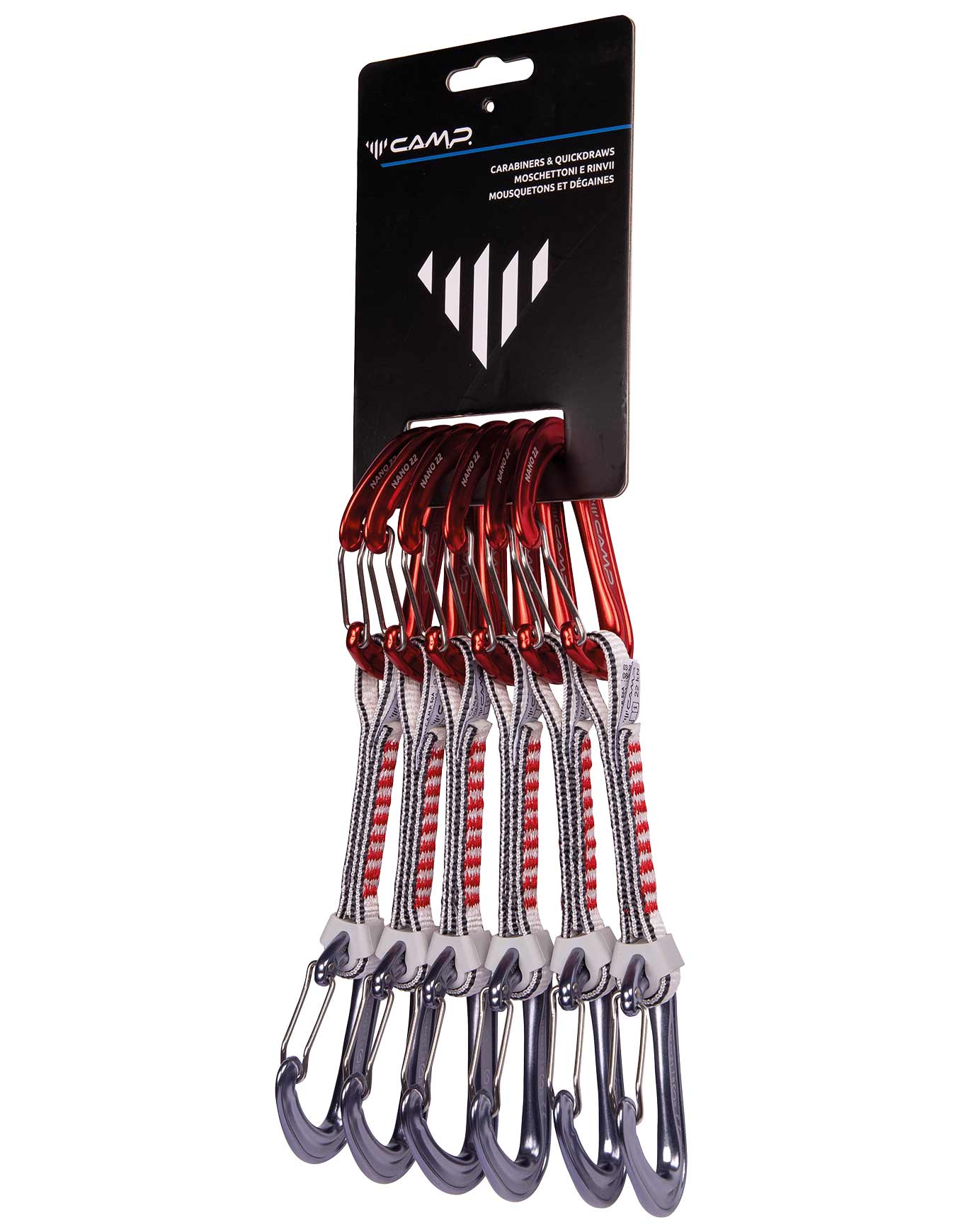 Pack de 6 dégaines d'escalade - Pack Nano 22 Express KS - Taille 12 cm - Rouge