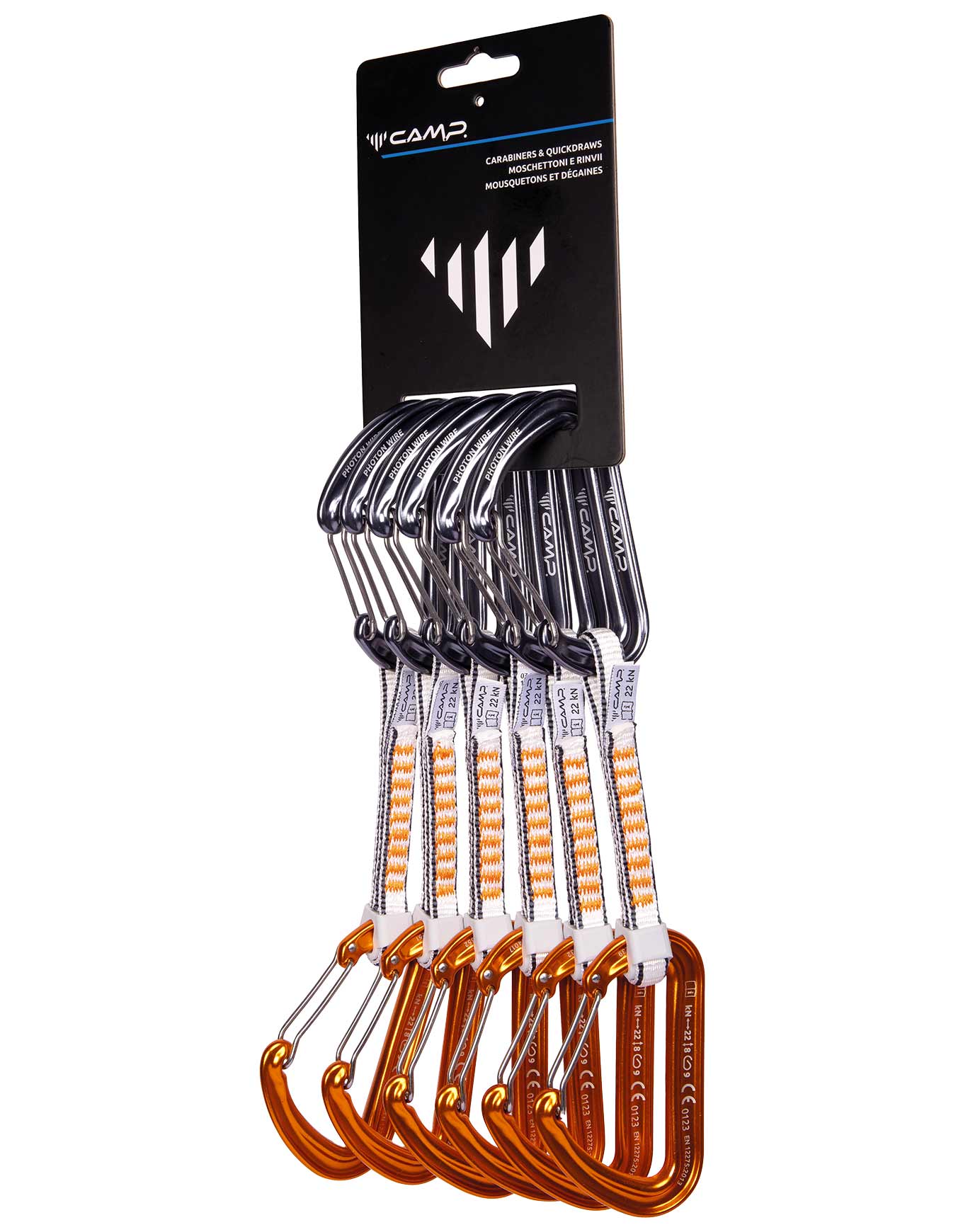 Pack de 6 dégaines d'escalade - Photon Wire Express KS Dyneema 6 Pack en Aluminium - Taille 12 cm - Orange