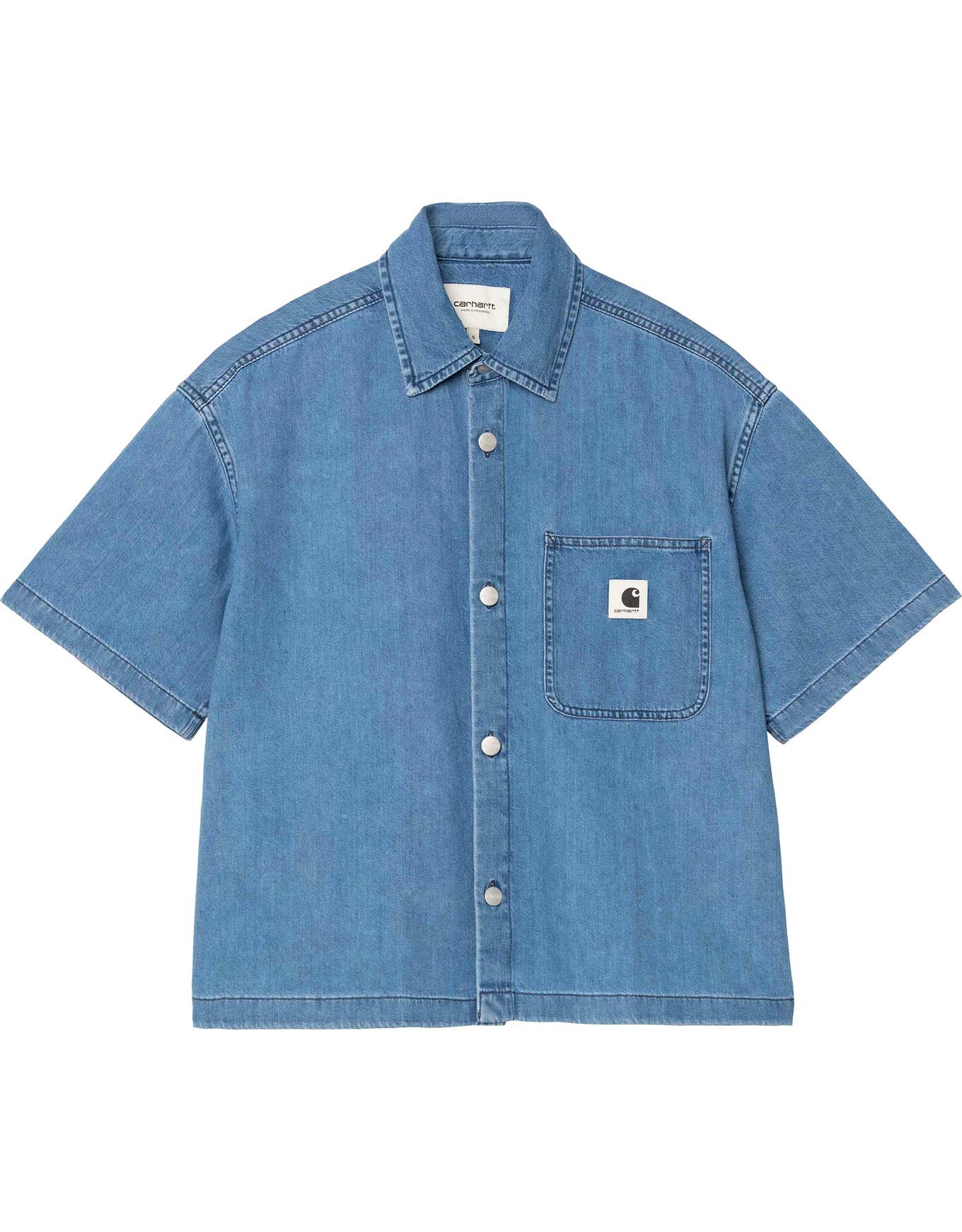 Chemise en coton - S/S Lovilia Shirt W Stone Washed Blue en Coton - Taille M - Bleu