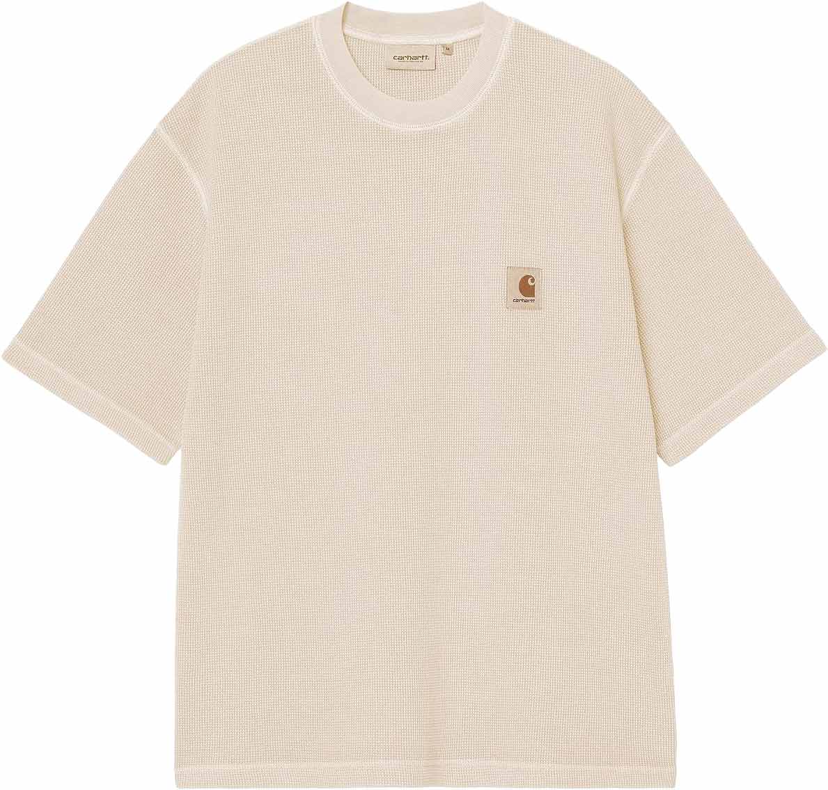 T-shirt en coton gaufré décontracté - S/S Nelson Waffle T-Shirt Natural en Coton - Taille S - Beige