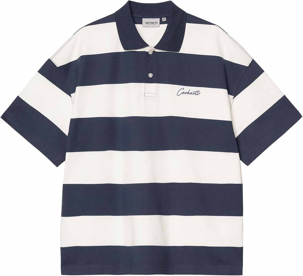Polo en coton biologique - S/S Delray Polo Delray Stripe Blue en Coton - Taille M - Bleu