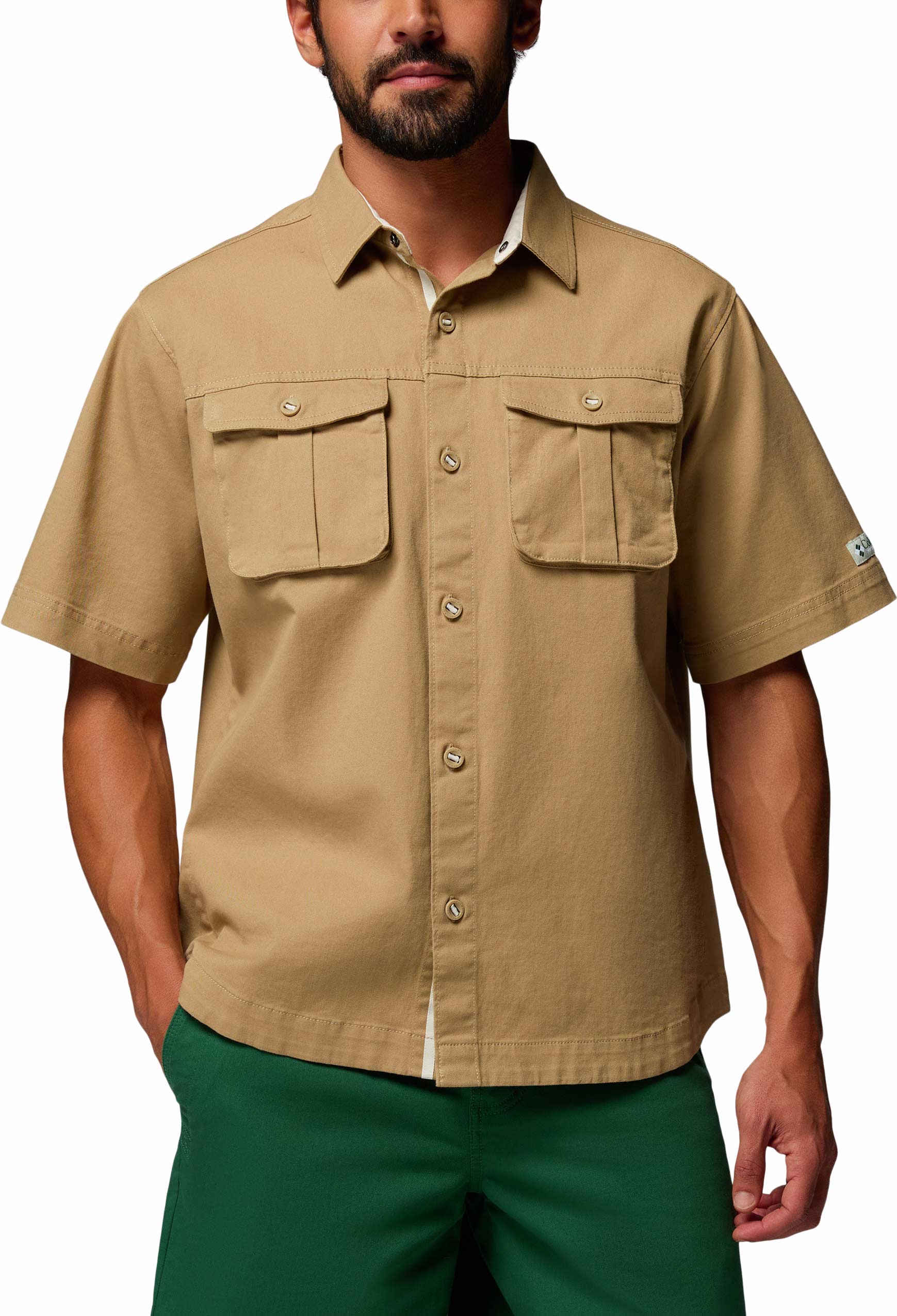 Chemise en coton stretch à manches courtes - Acker Rock Twill SS Button Down Beach en Coton - Taille XL - Beige