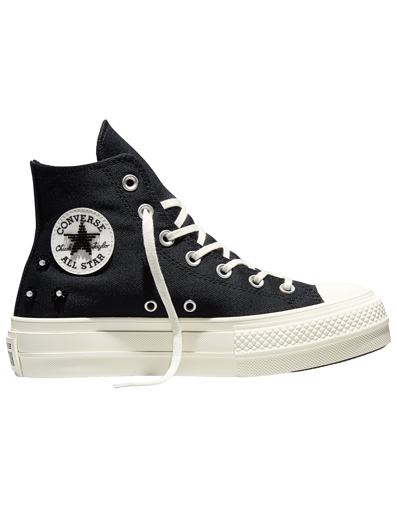 Chaussures montantes compensées - Chuck Taylor All Star Lift High Black/Black/Egret - Taille 38 - Noir