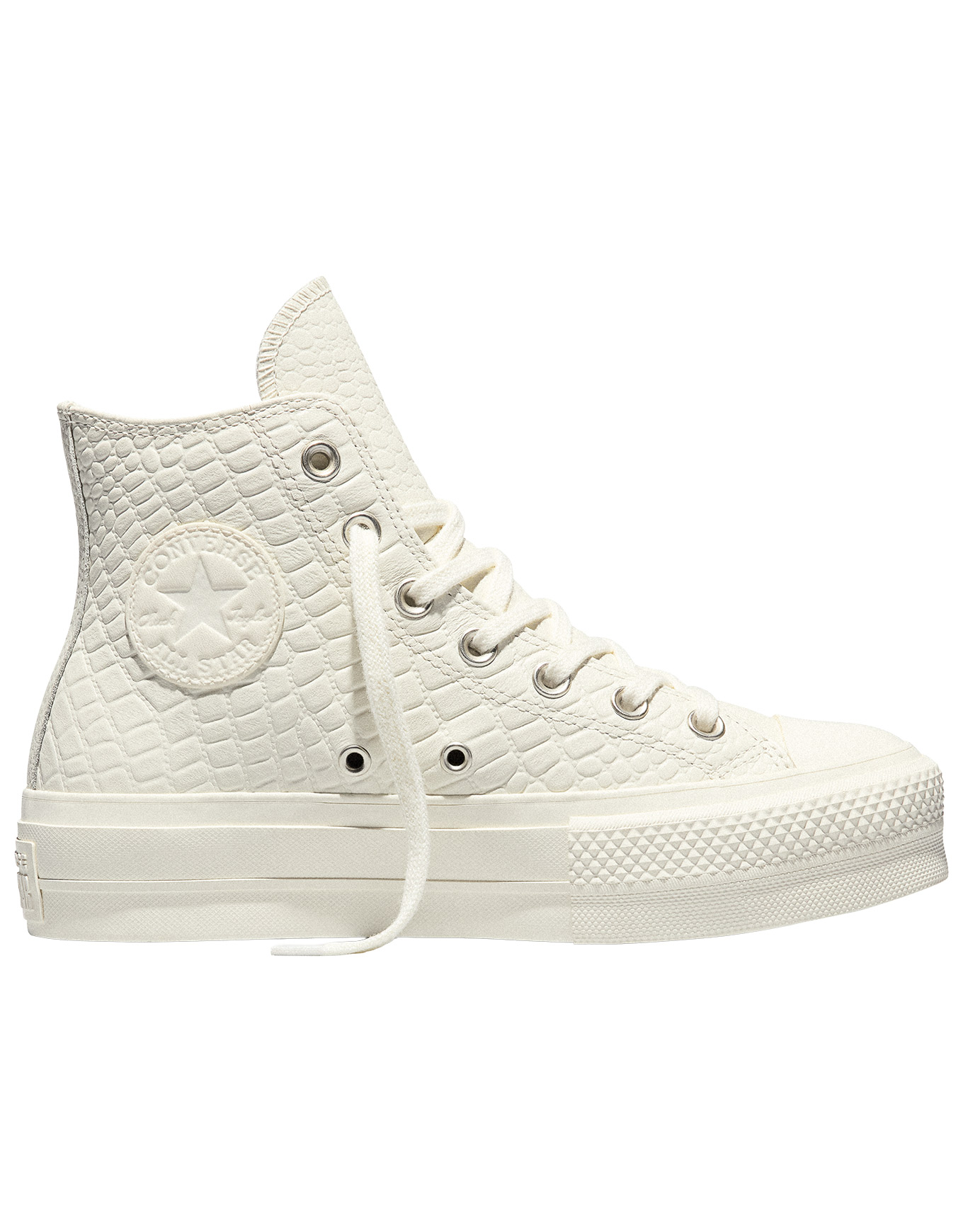 Sneakers montantes à semelle compensée - Chuck Taylor All Star Lift High Egret/Egret/Vintage White - Taille 37 - Blanc