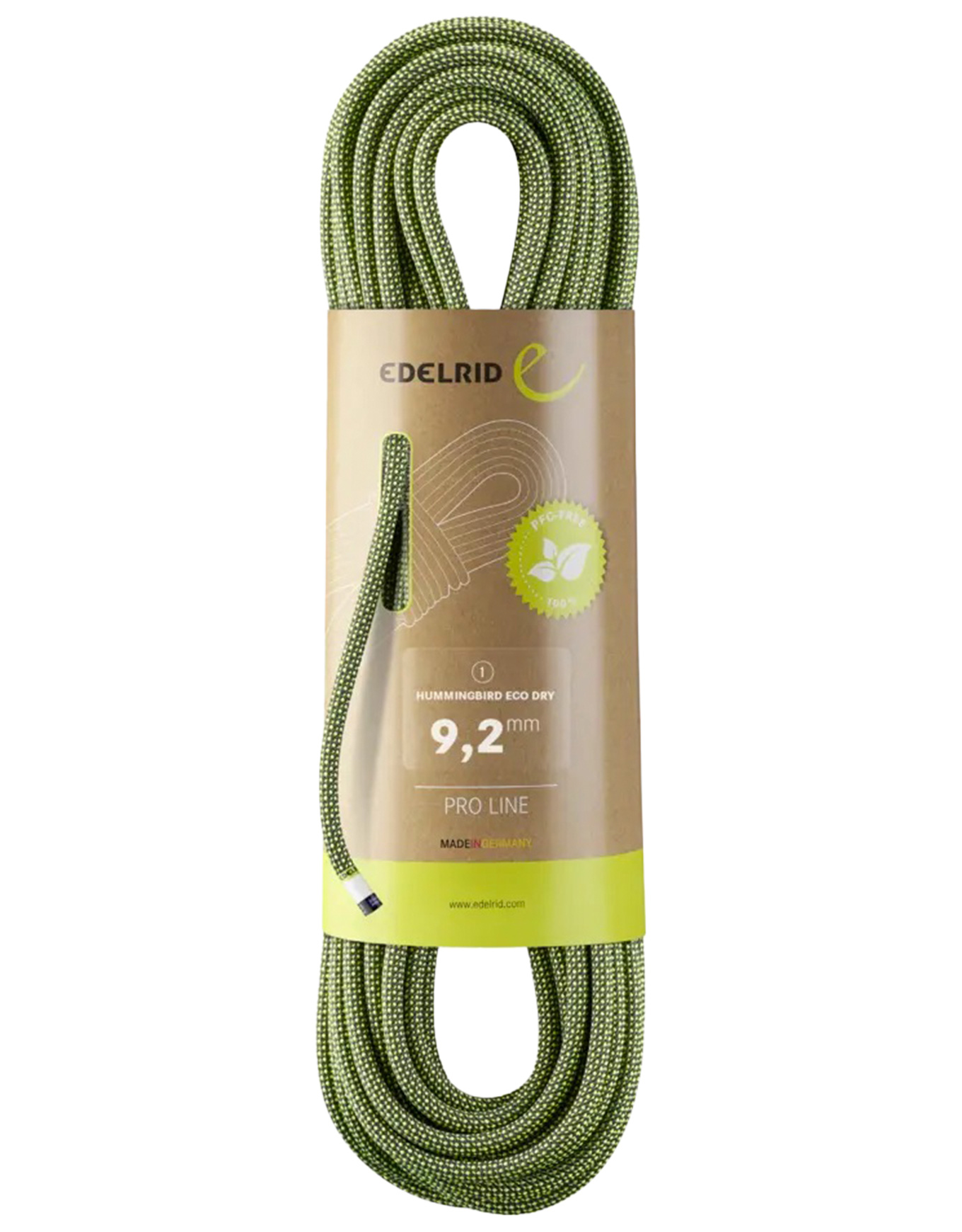 Corde d'escalade - Hummingbird Eco Dry 9,2Mm Night-Citrus - Taille 30 m - Vert