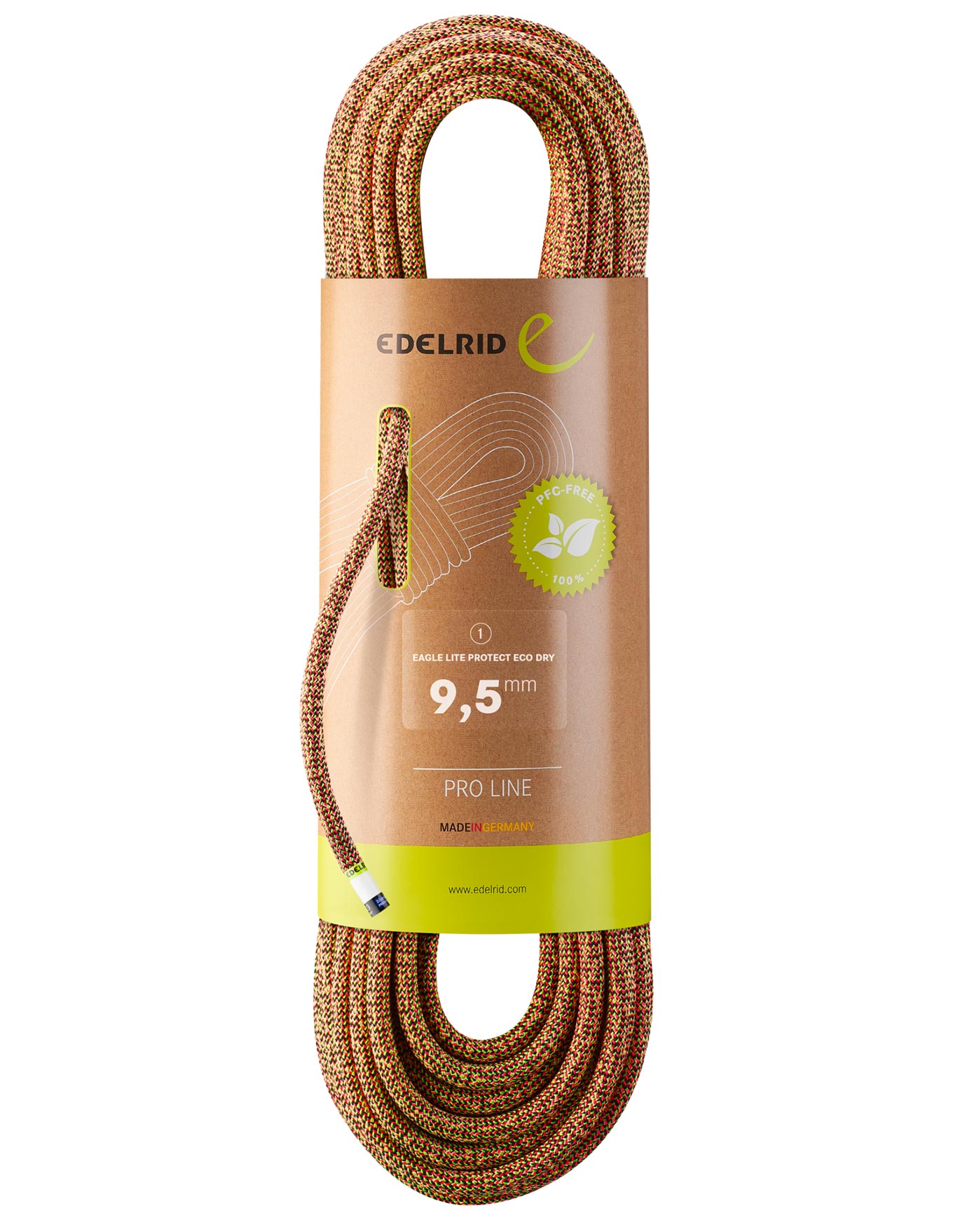 Corde d'escalade à simple - Eagle Lite Protect Eco Dry 9,5Mm Neon Pink-Neon Green - Taille 70 m - Orange