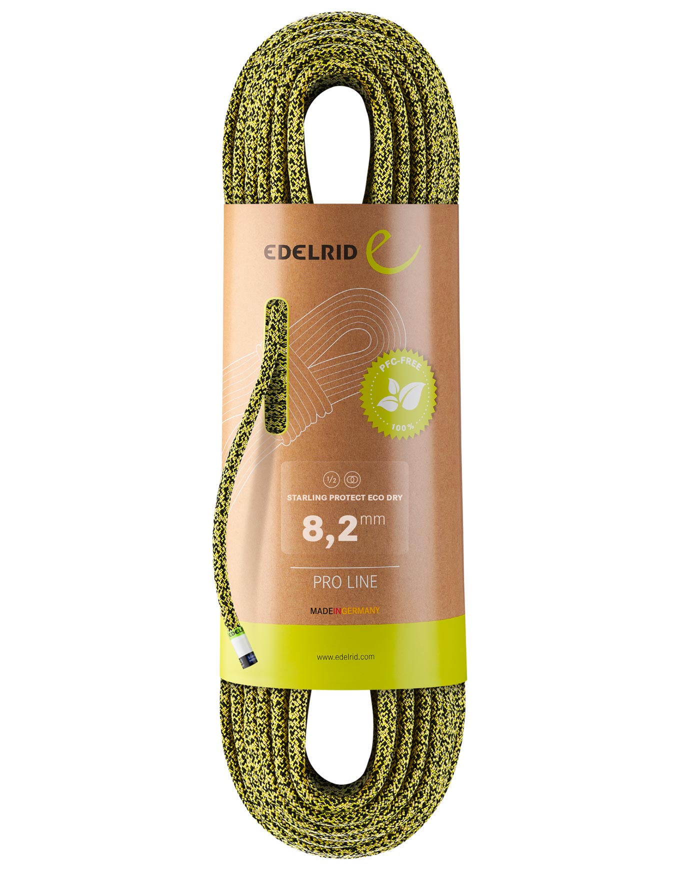 Corde d'escalade et d'alpinisme - Starling Protect Eco Dry 8,2Mm Yellow-Night - Taille 50 m - Jaune