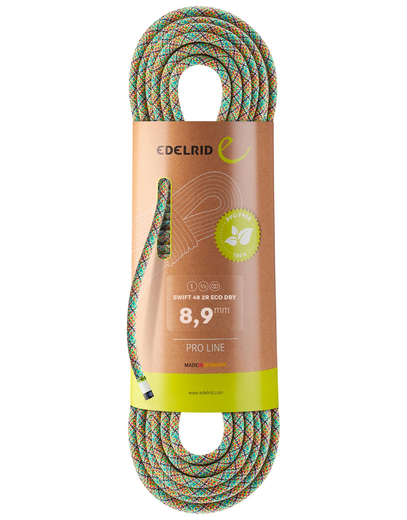 Corde d'escalade et d'alpinisme - Swift 48 2R Eco Dry 8,9Mm Assorted Colours - Taille 70 m - Vert