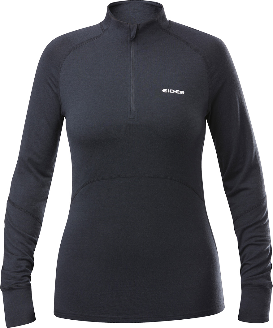 T-shirt manches longues en laine de mérinos - W Sarenne Merino Half Zip Black en Laine - Taille M - Noir