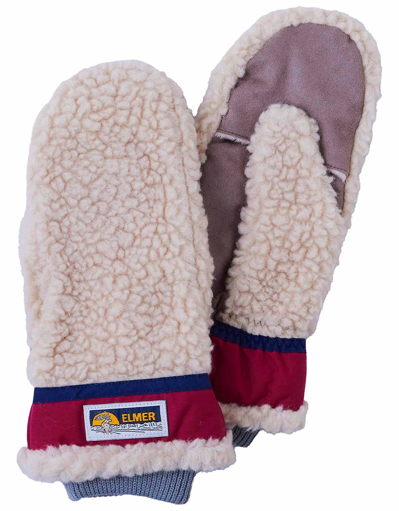 Moufles de ville en laine - Teddy Mitten Beige Wine en Laine - Taille XL