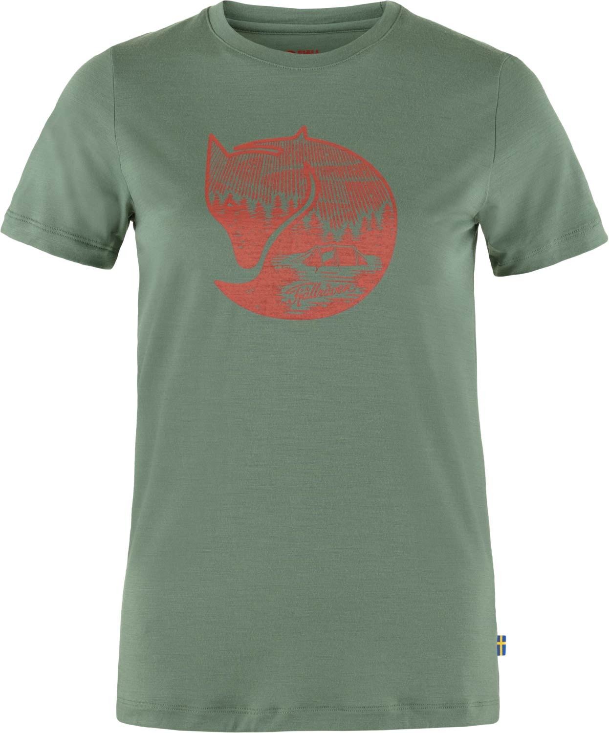 T-shirt en laine de mérinos - Abisko Wool Fox SS W Patina Green Terracotta Brown en Laine - Taille M - Vert