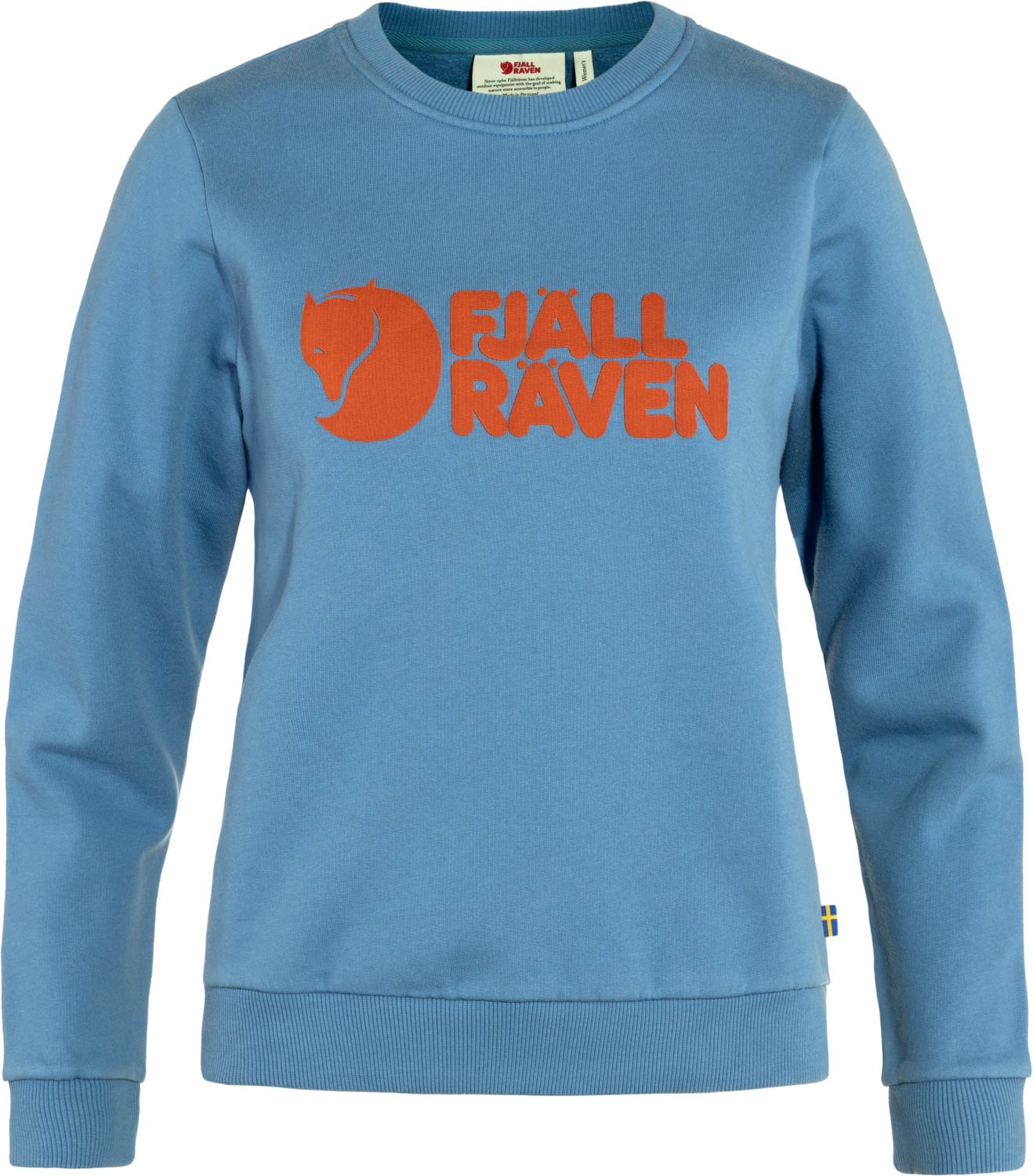 Sweat en coton organique - Fjällräven Logo Sweater W Dawn Blue - Terracotta Brown en Coton - Taille XS - Bleu