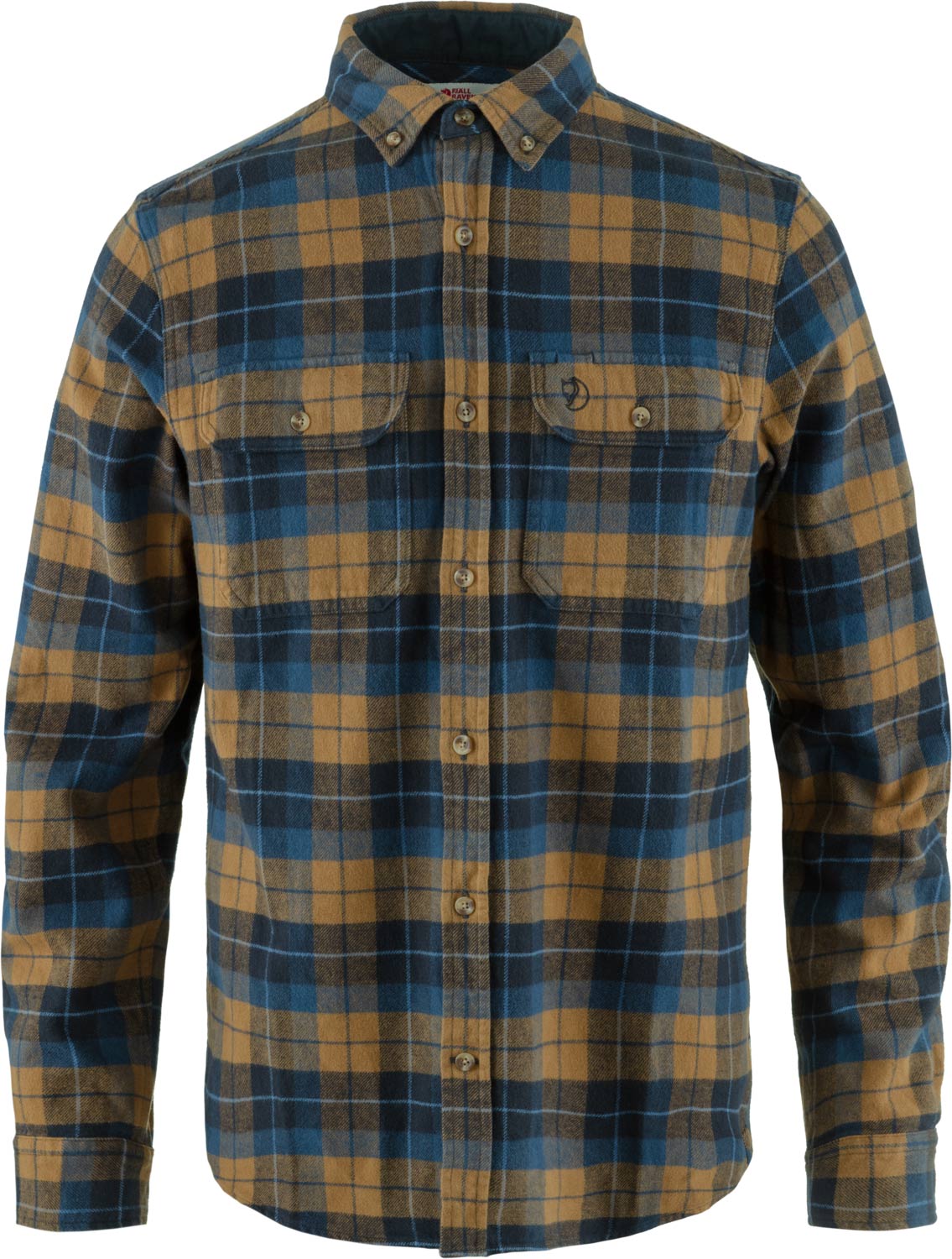 Chemise épaisse en coton biologique - Singi Heavy Flannel Shirt M Dark Navy Buckwheat Brown en Coton - Taille S - Marron