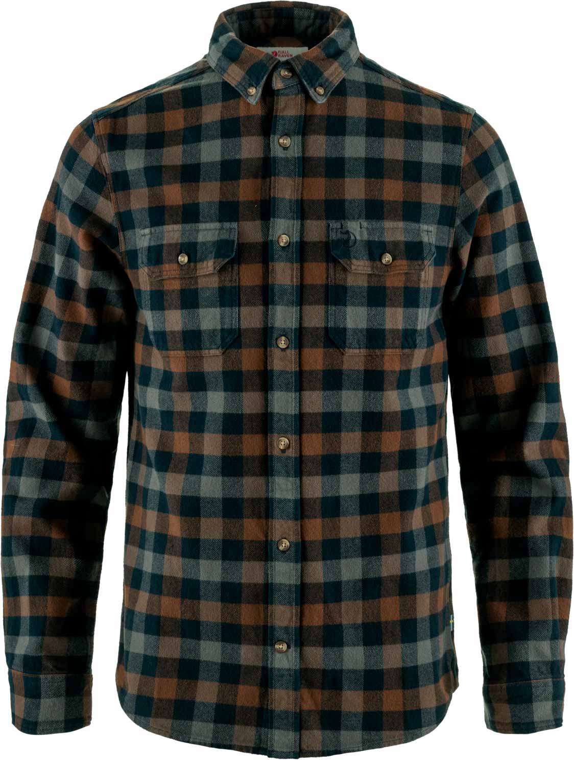 Chemise en coton biologique - Skog Shirt M Dark Navy Dark Oak en Coton - Taille XL - Gris