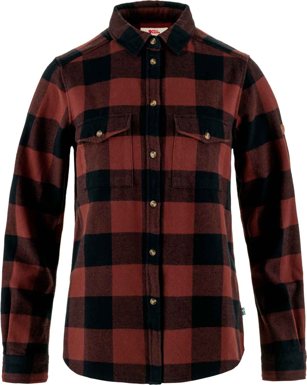 Chemise épaisse en coton - Övik Heavy Flannel Shirt W Dark Navy Maroon en Coton - Taille S - Marron