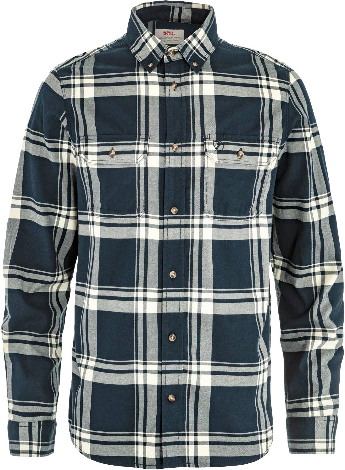 Chemise en coton biologique - Övik Lite Flannel Shirt M Dark Navy Chalk White en Coton - Taille XL