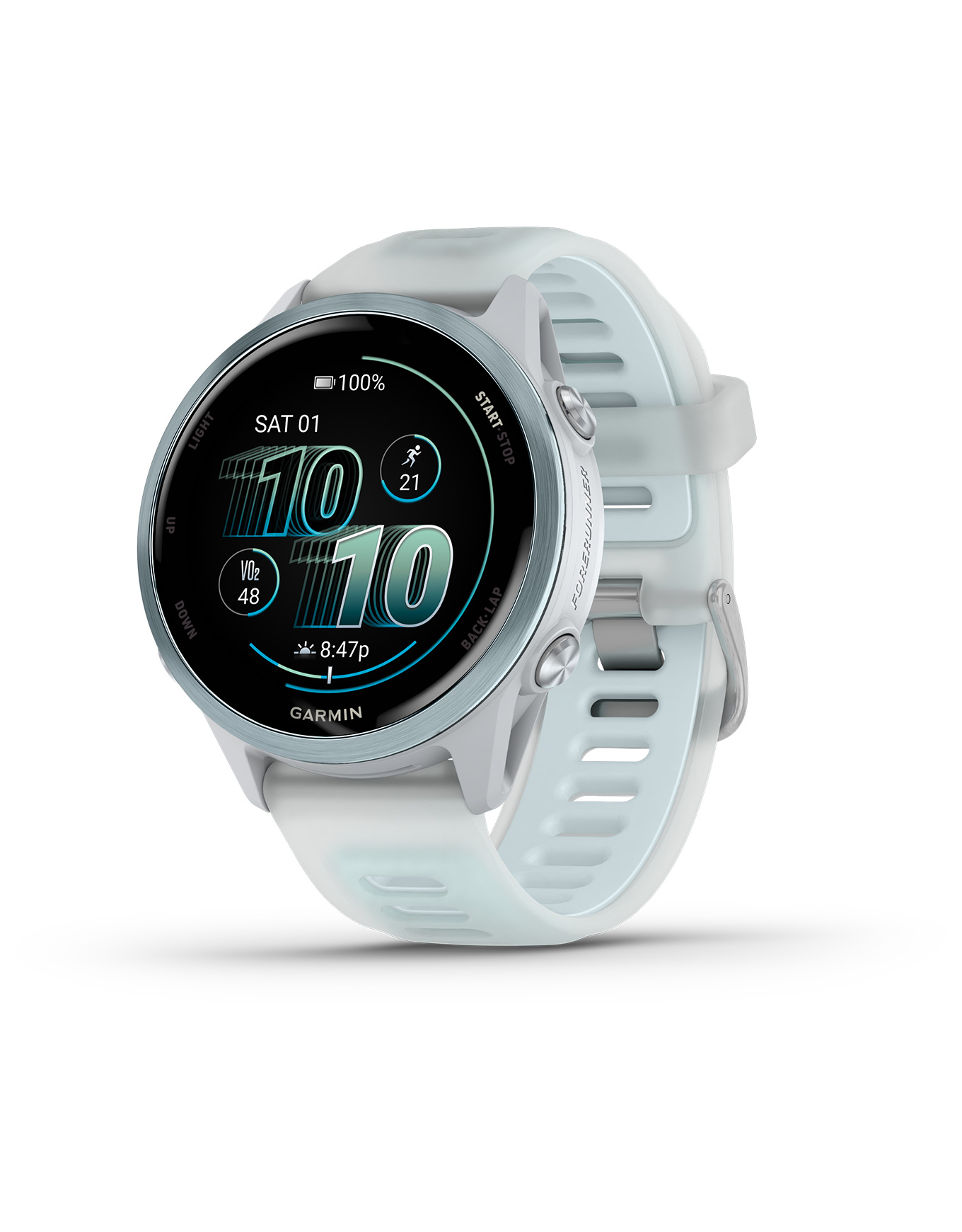 Montre connectée - Forerunner 570 42mm White/Sky Blue en Titane - Blanc