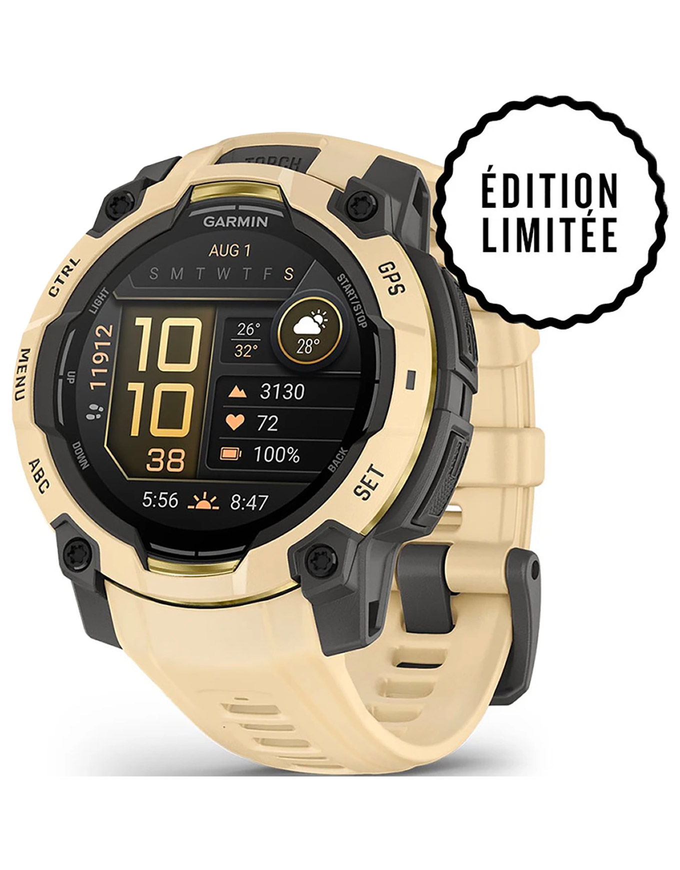 Montre GPS - Instinct 3 45mm AMOLED Citrine/Gray - Beige