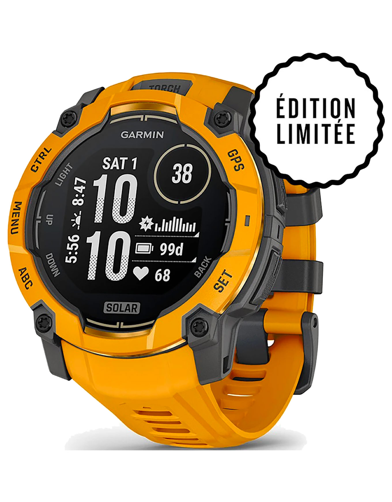Garmin - Montre GPS - Instinct 3 50mm Solar Sunburst/Gray - Orange