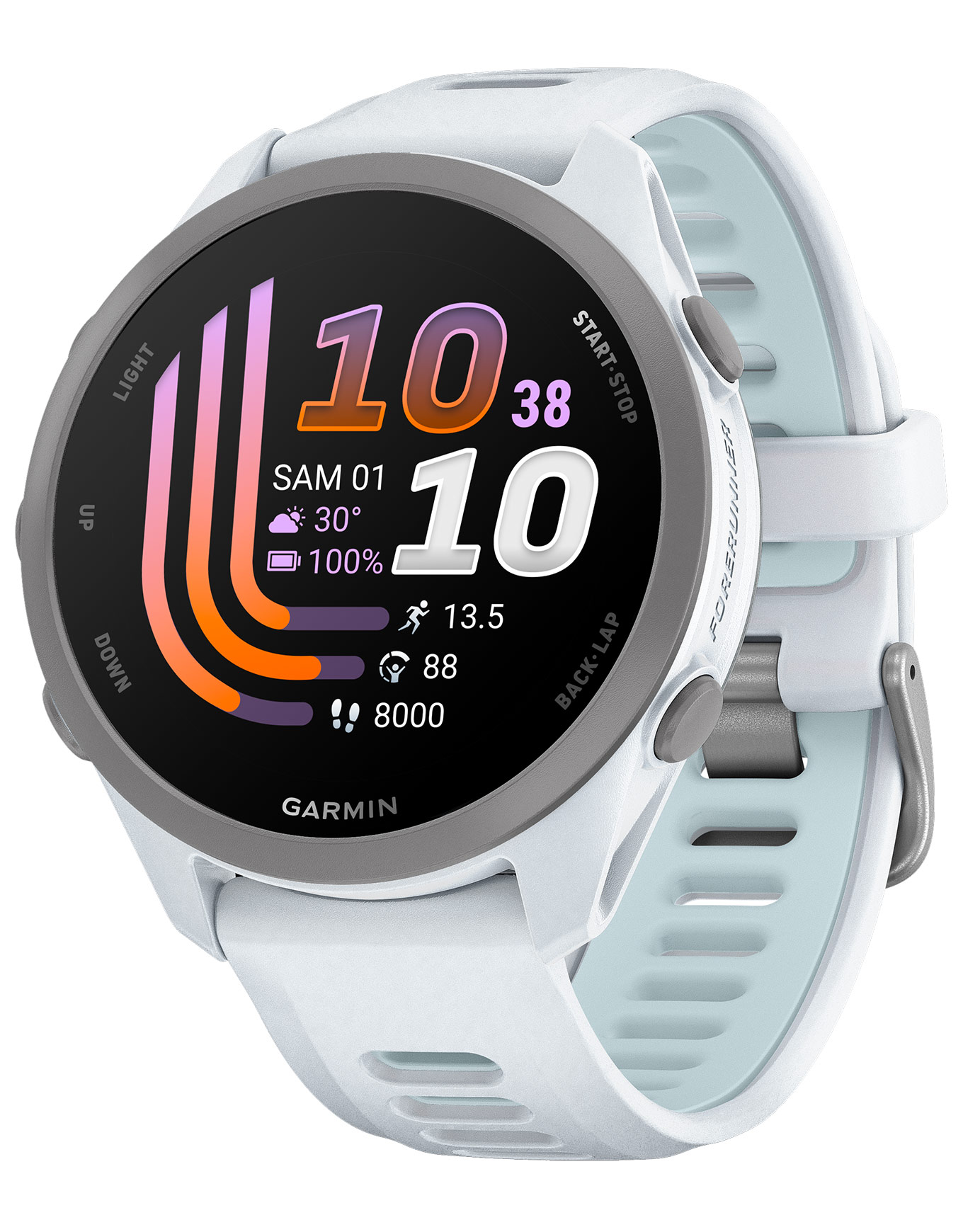 Montre GPS avec stockage de musique intégré - Forerunner 170 Music Blanc Ciel en Silicone