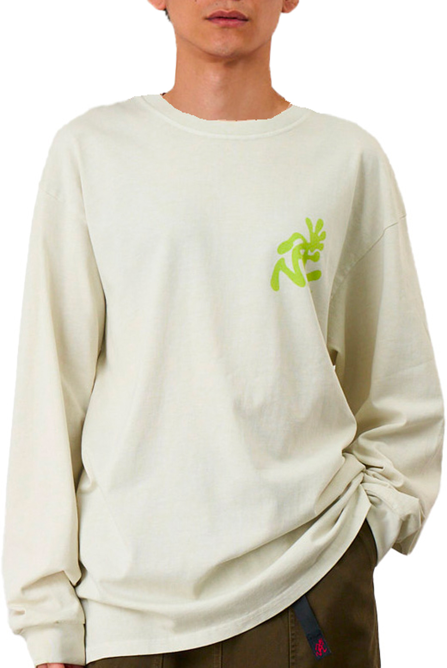 T-shirt en coton biologique - Running Man LS Tee Pigment Dyed Natural Pigment en Coton - Taille L - Beige
