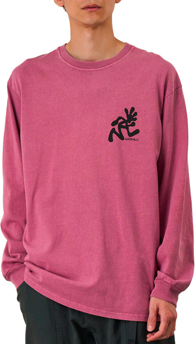 T-shirt en coton biologique - Running Man LS Tee Pigment Dyed Red Pigment en Coton - Taille M - Rouge
