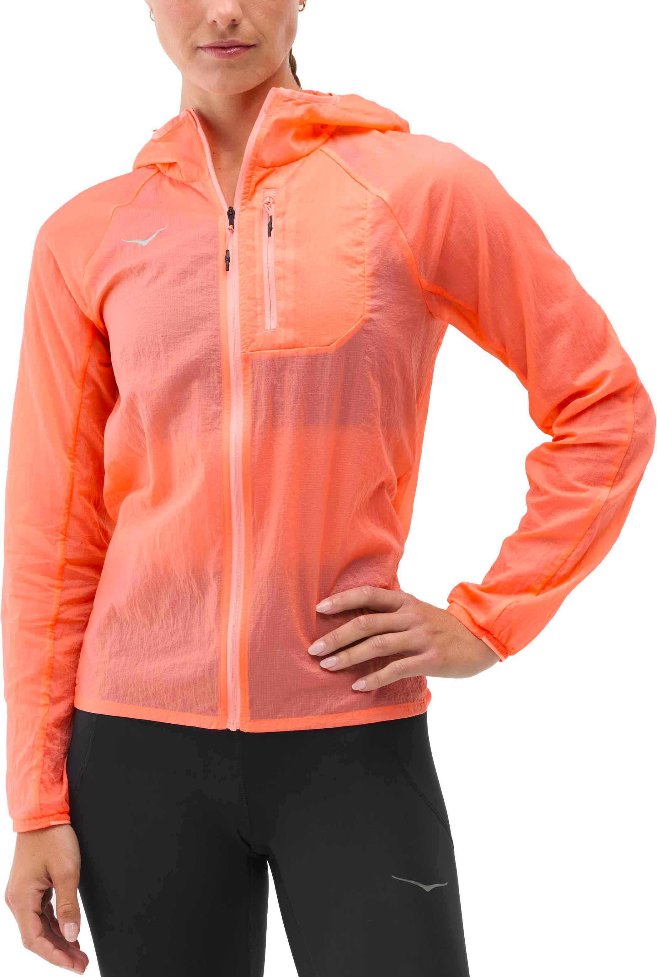 Veste de trail running coupe-vent - W Skyflow Jacket Neon Cantaloupe - Taille S - Orange