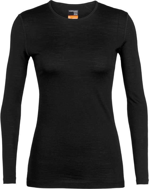 Sous-vêtement en laine de mérinos - W Merino 200 Oasis LS Crewe Black en Laine - Taille M - Noir
