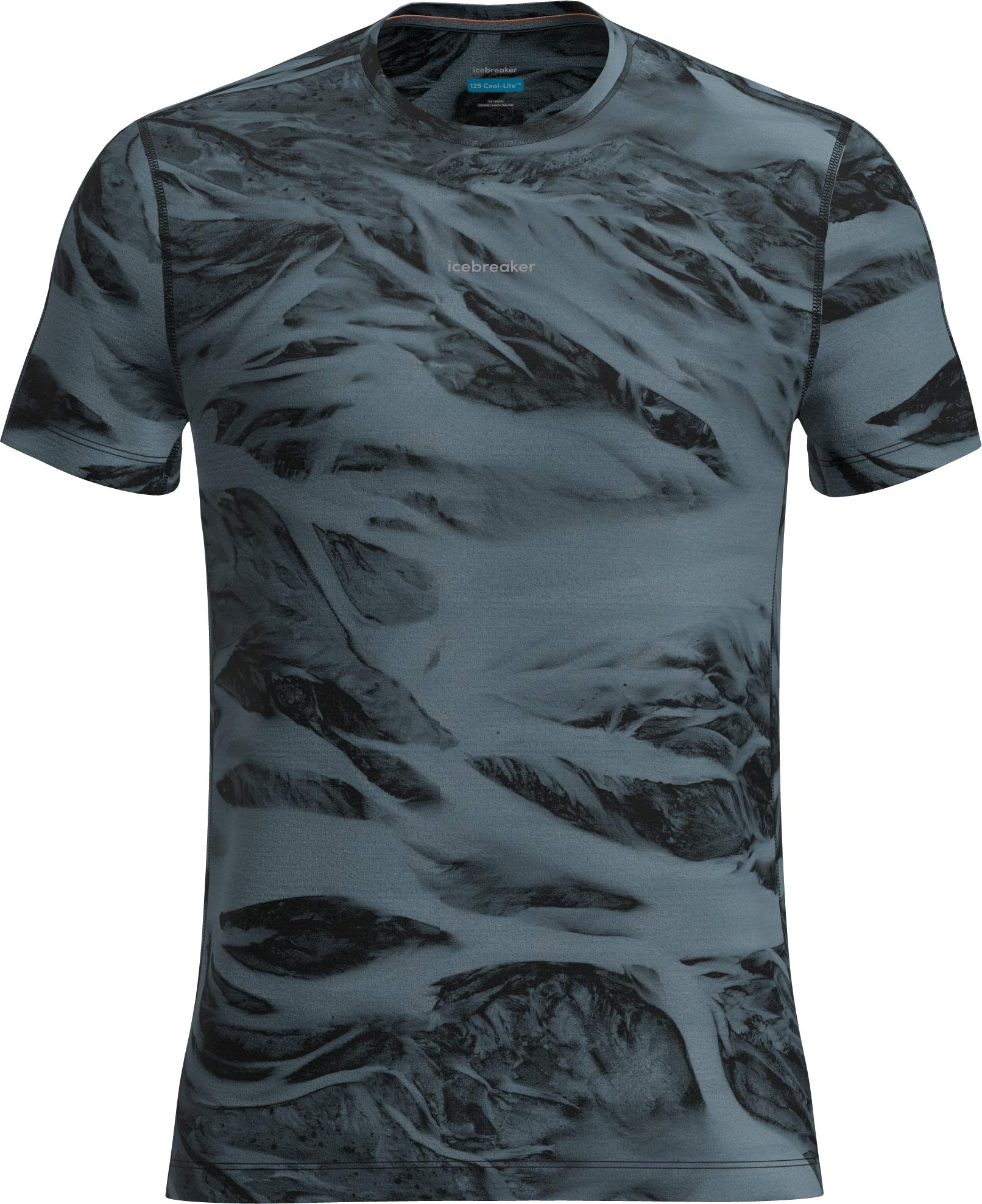 T-shirt de running ultra léger en laine de mérinos - M Merino Blend 125 Cool-Lite Speed SS Tee Mton AOP Flint Blue/Blk/Aop en