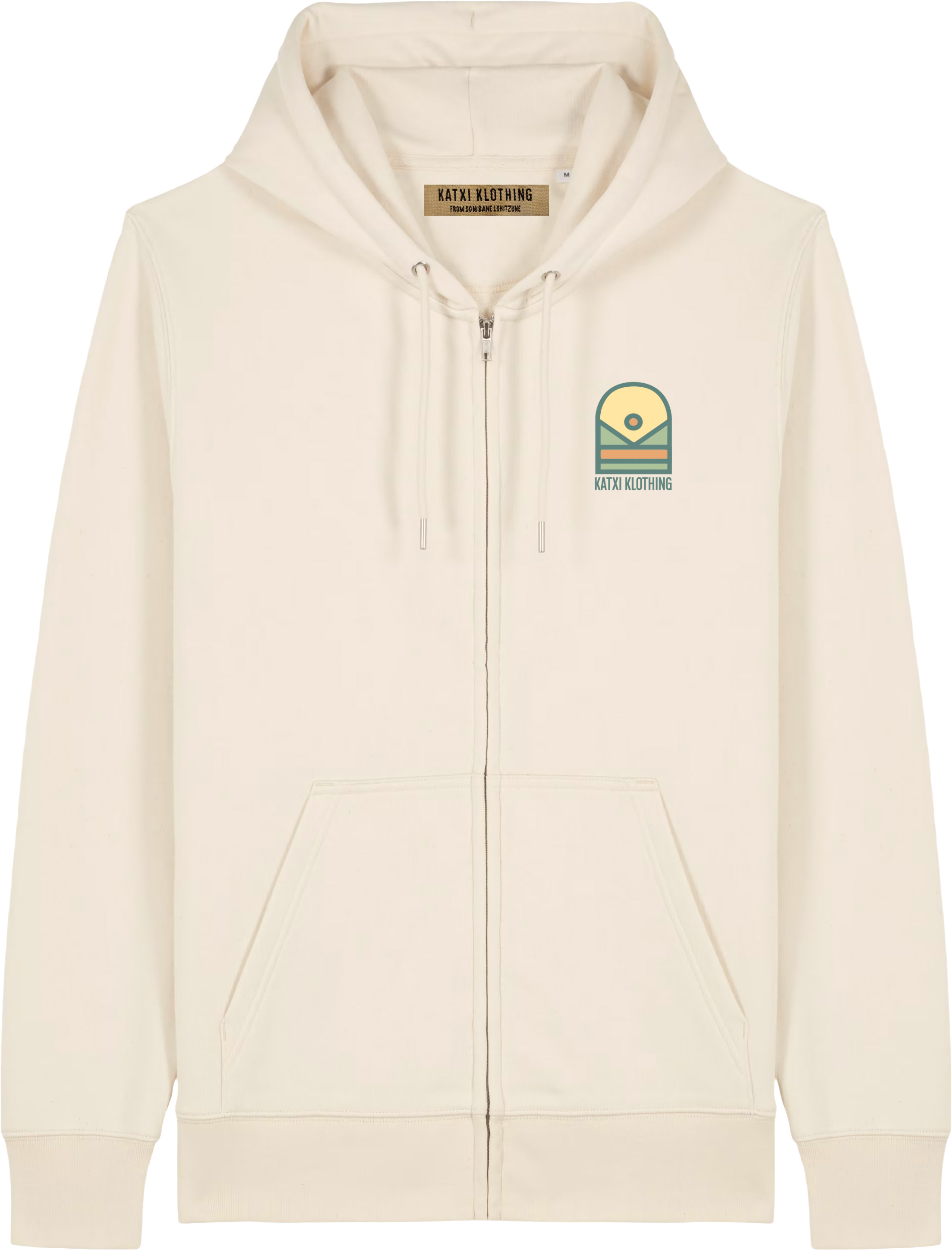 Sweat en coton biologique - Etzanik Zip Sweat Natural en Coton - Taille M - Beige