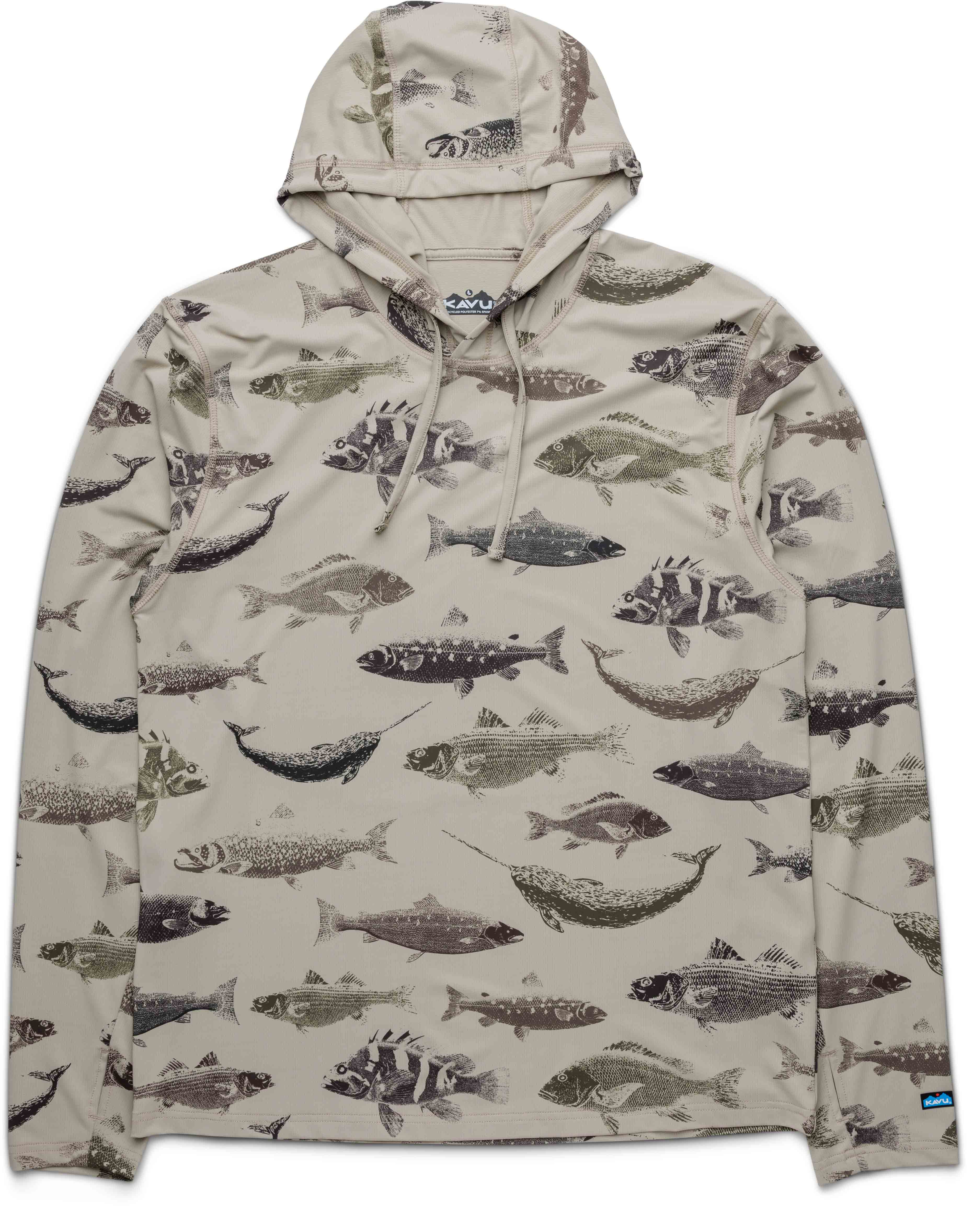 T-shirt à capuche respirant - Sunday Hoodie M Fish Big - Taille L - Kaki
