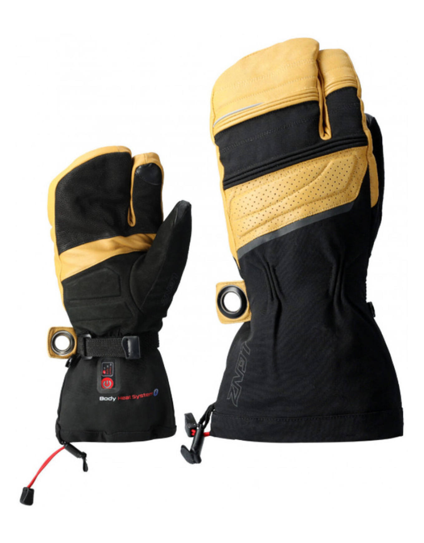 Mouffles trois doigts chauffantes en Primaloft® - Heat Glove 8.0 Finger Cap Lobster Unisex Noir / Jaune - Taille S