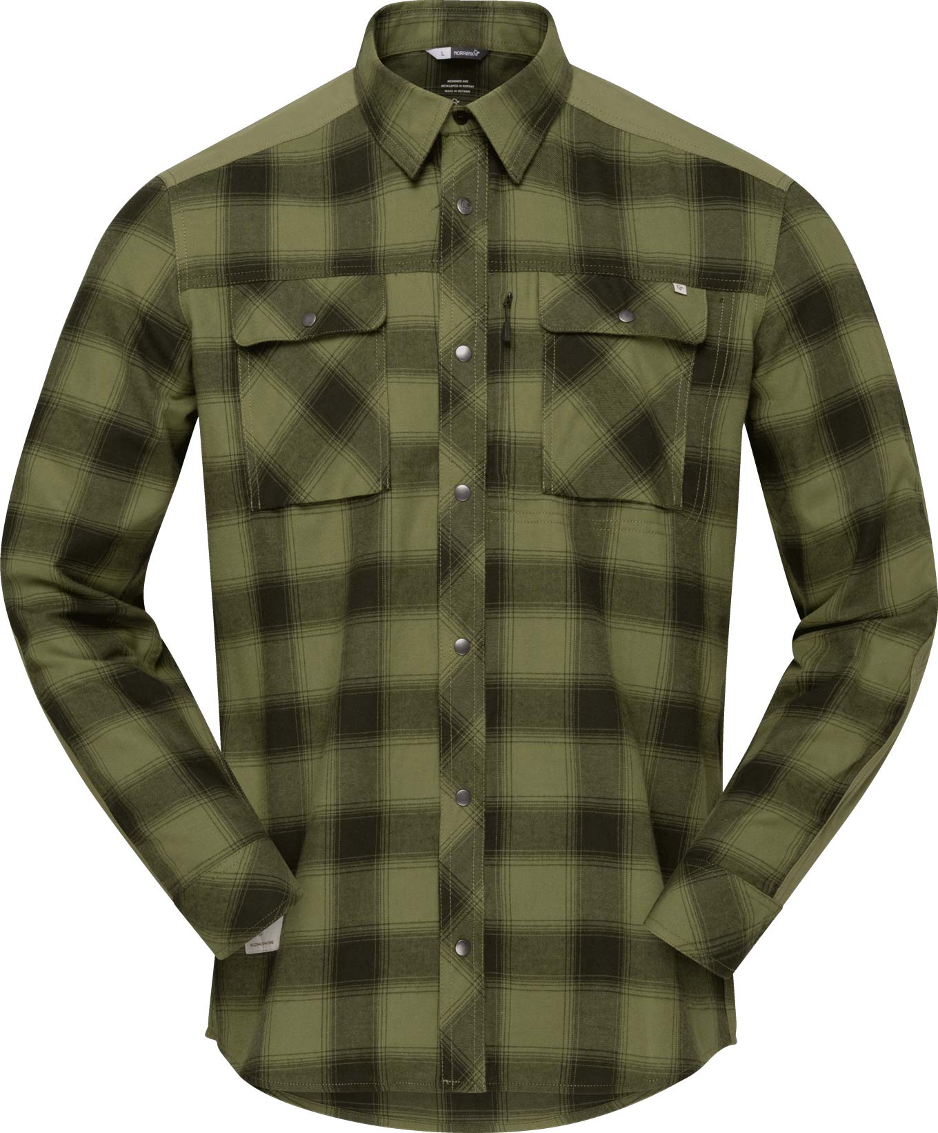 Norrona - Chemise en coton biologique - Femund Flannel Shirt M'S Rosin en Coton - Taille M - Vert