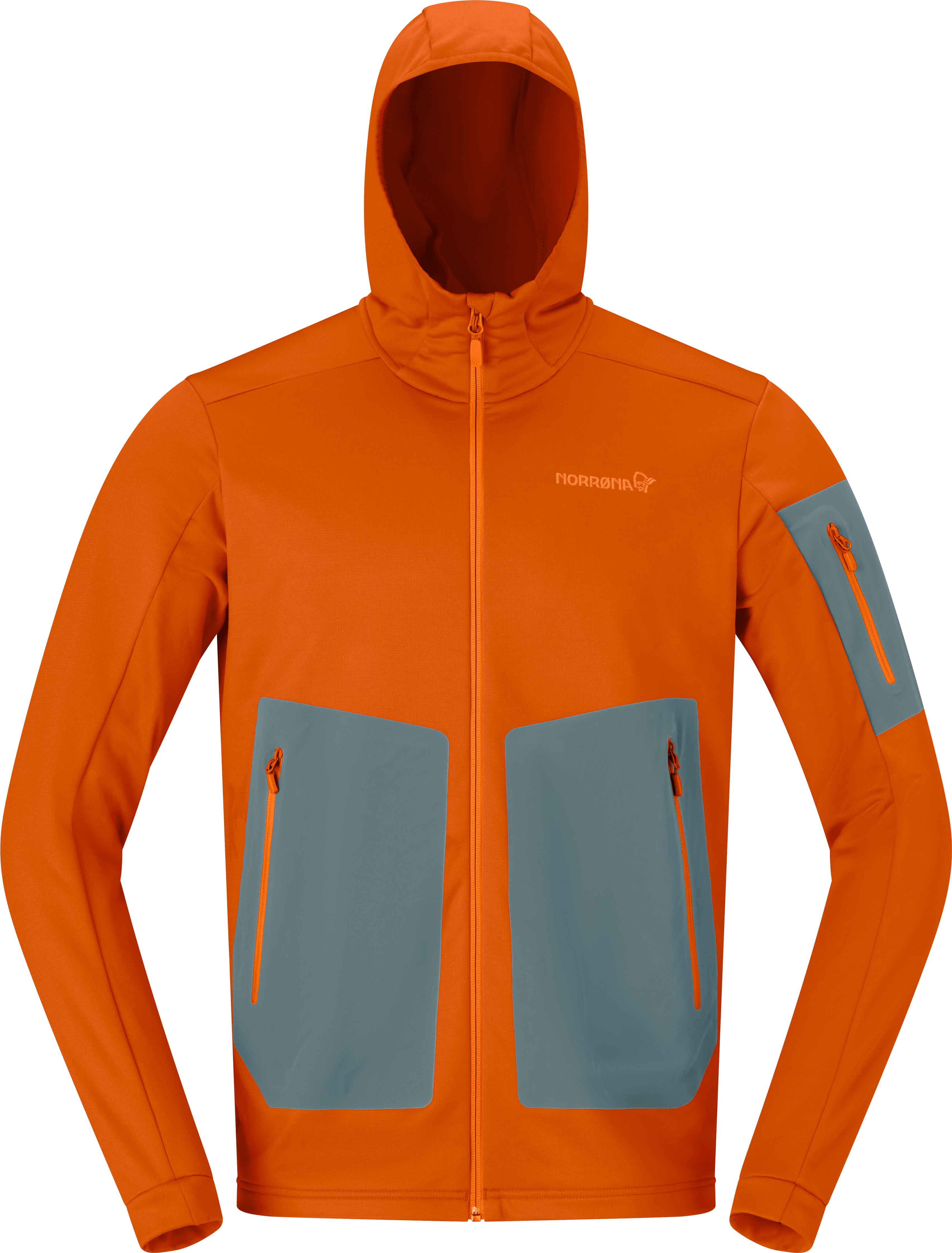 Norrona - Polaire respirante de randonnée - Falketind Warm2 Stretch Hood M Gold Flame - Taille XL - Orange