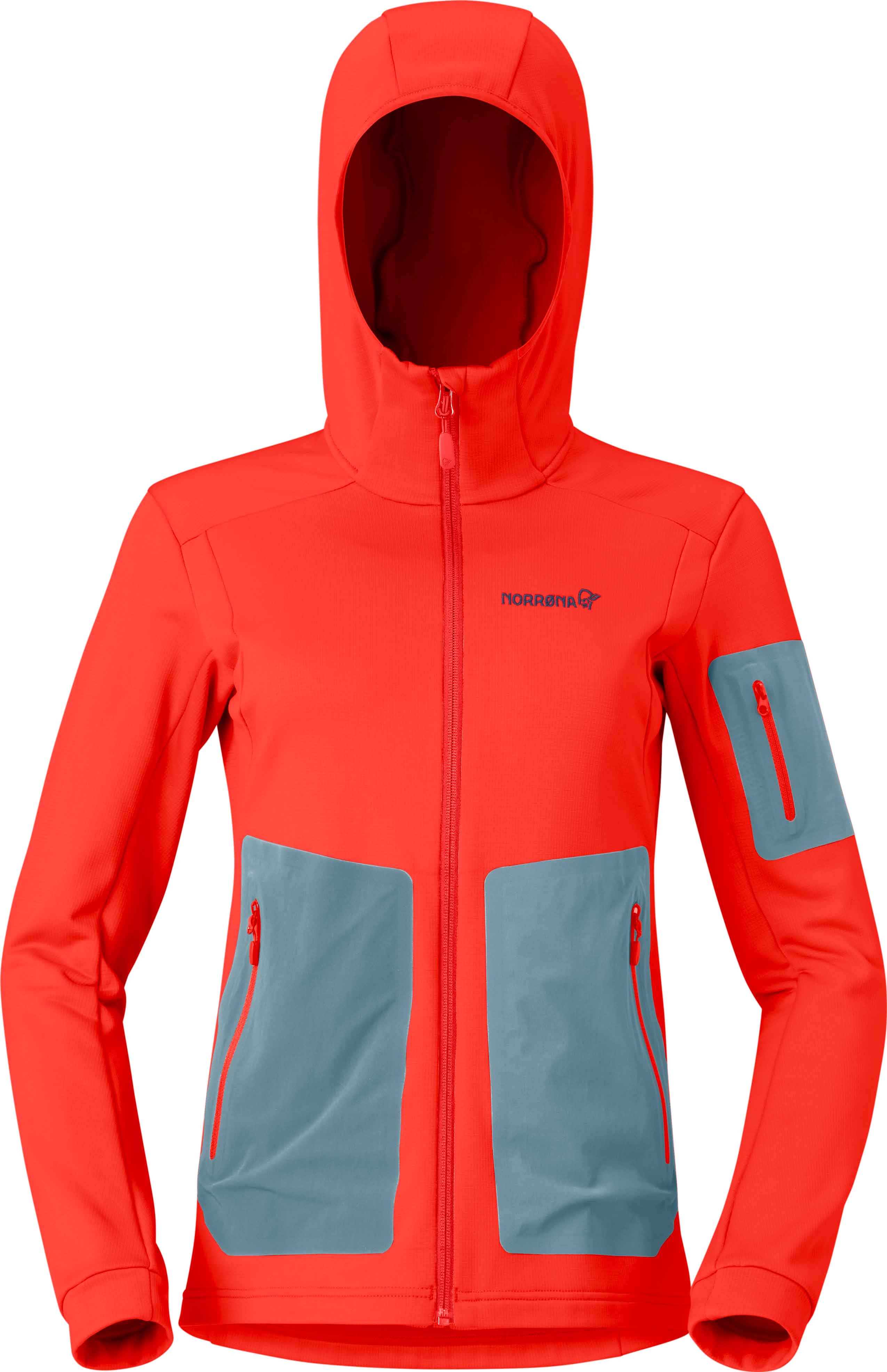 Norrona - Polaire respirante de randonnée - Falketind Warm2 Stretch Hood W Arednalin - Taille L - Rouge