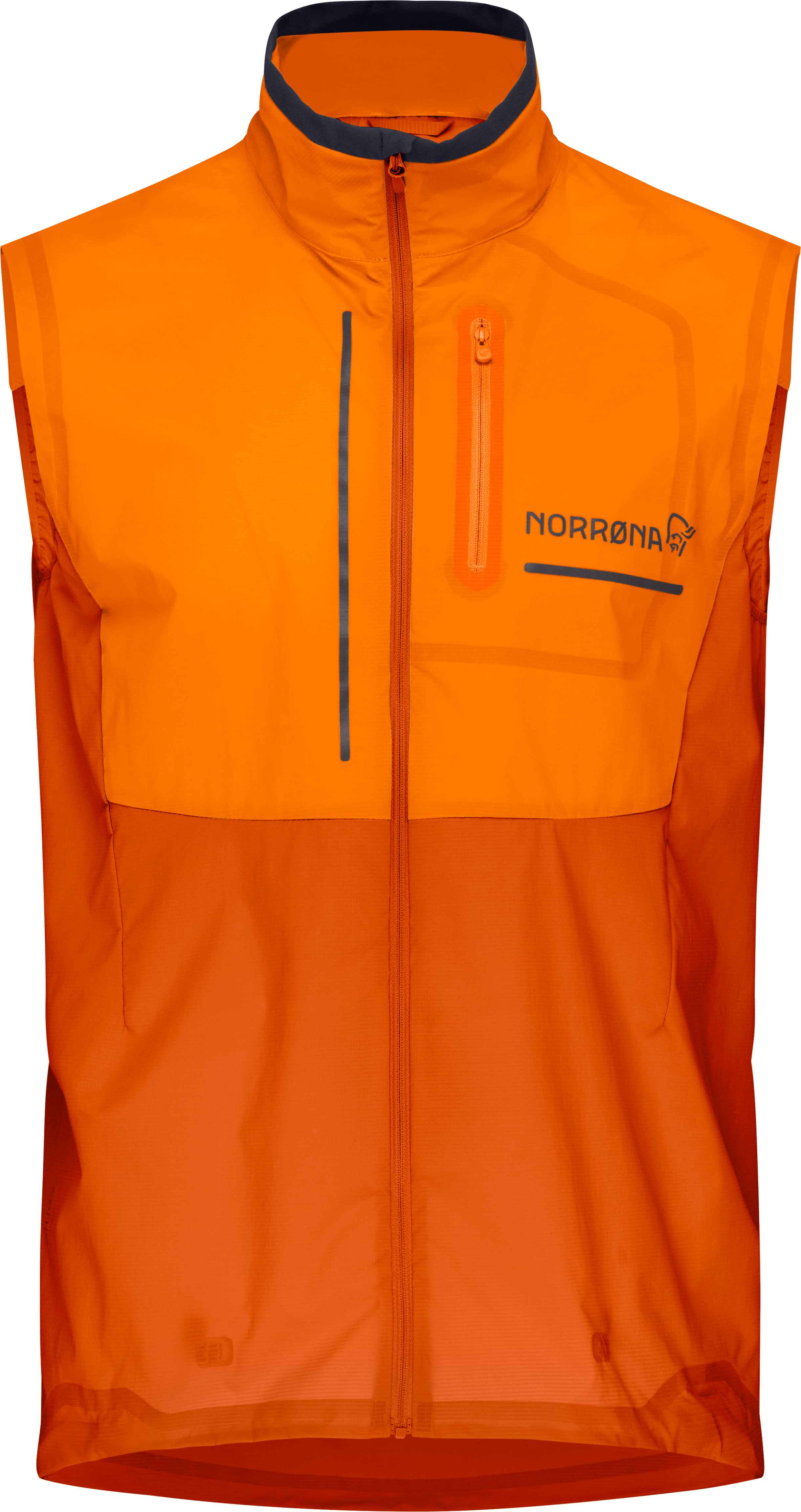 Norrona - Veste coupe-vent légère et respirante - Senja Aero90 Vest M Exuberance - Taille S - Orange