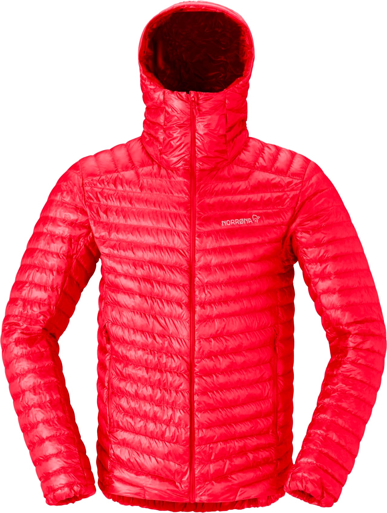 Norrona - Doudoune en duvet de canard - Trollveggen Down800 Super Light Hood M Flame Scarlet - Taille L - Rouge