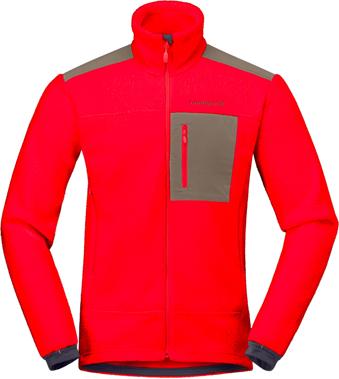 Norrona - Polaire d'alpinisme - Trollveggen Warm3 Jacket M Flame Scarlet - Taille XL - Rouge
