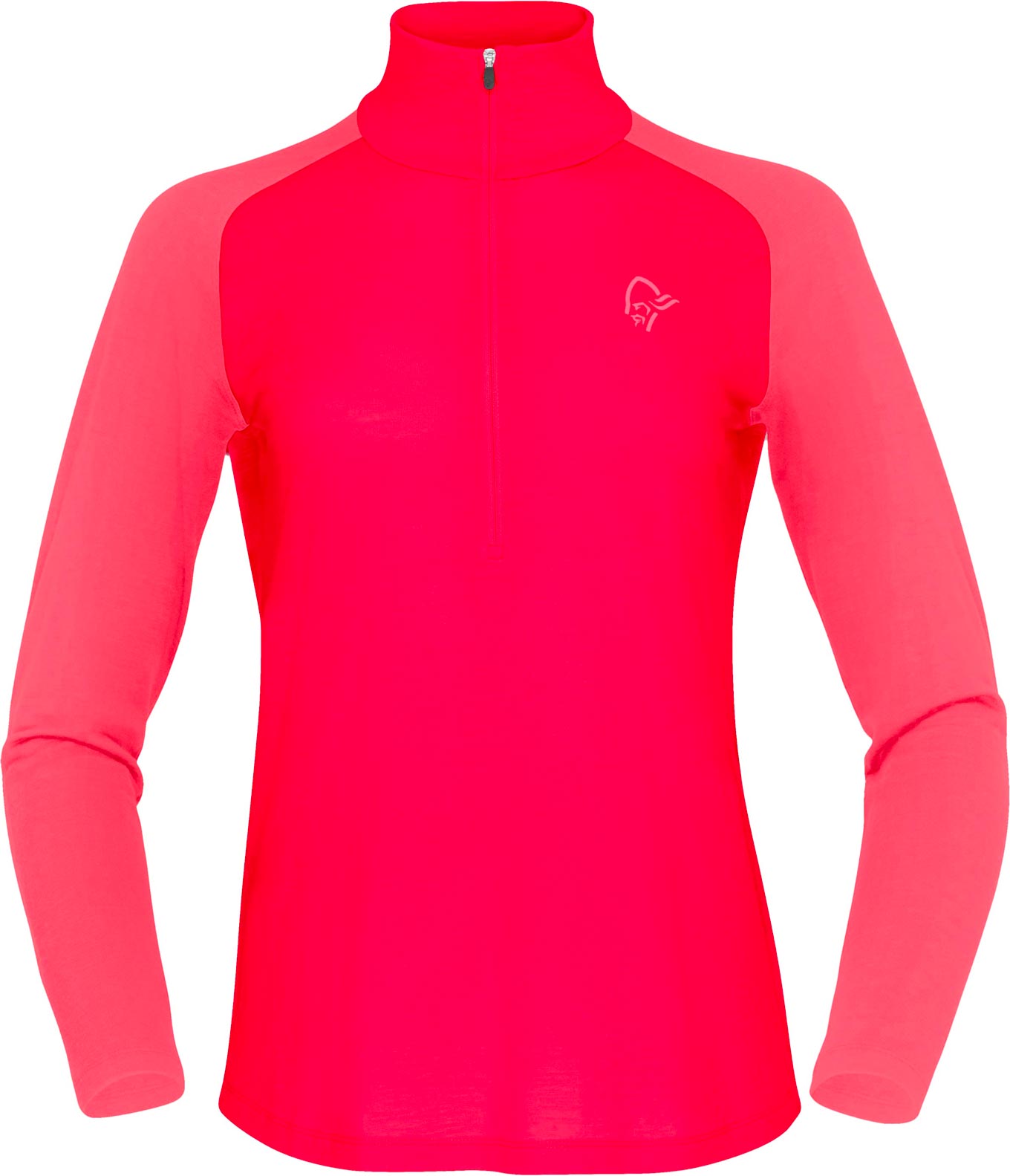 Norrona - Haut en laine de mérinos - Femund PureUll Zip Neck W Watermelon en Laine - Taille S - Rose