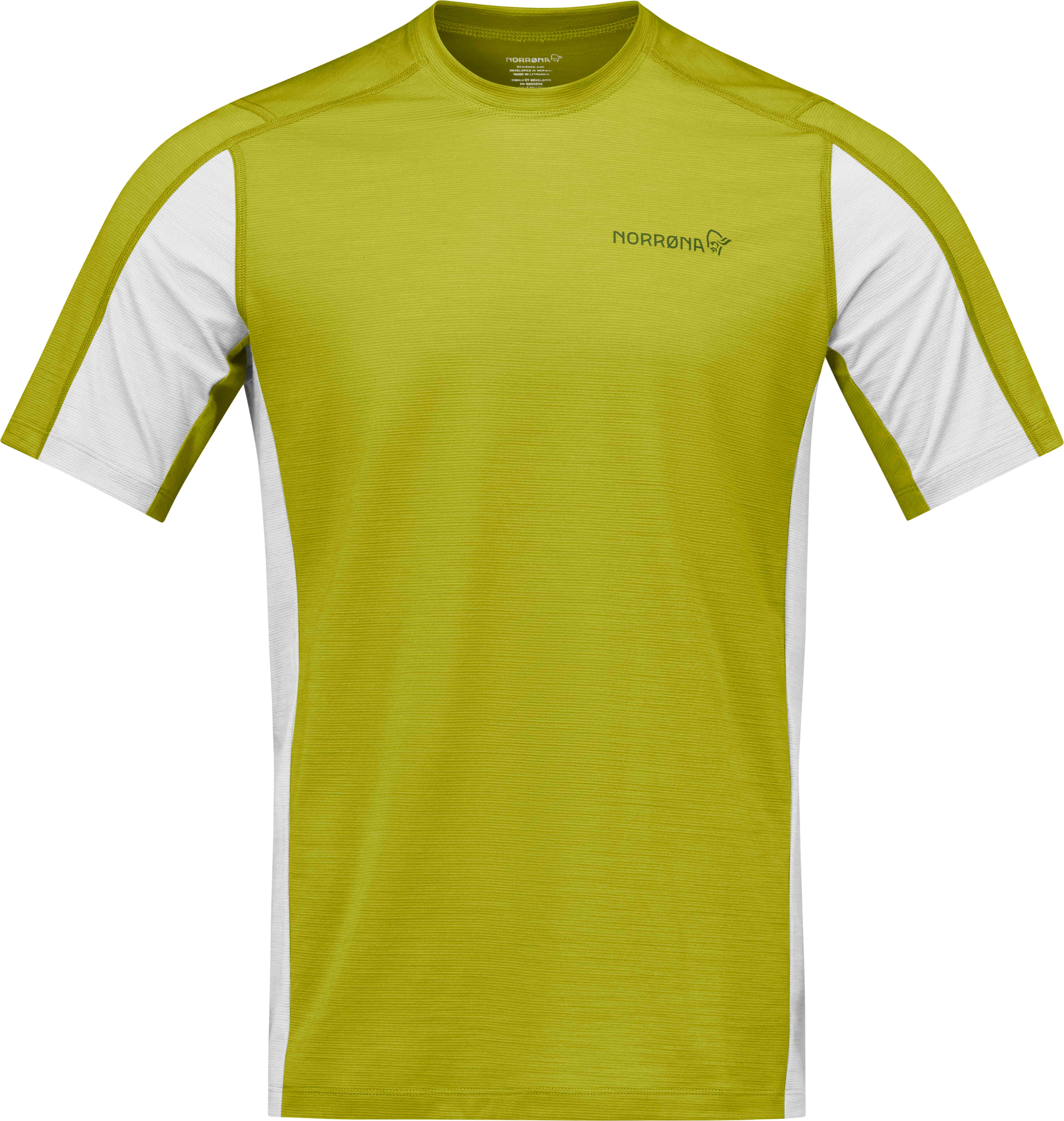 Norrona - T-shirt d'alpinisme en laine de mérinos respirante - Falketind Equaliserull T-Shirt M Golden Lime Whisper White en Nylon - Taille