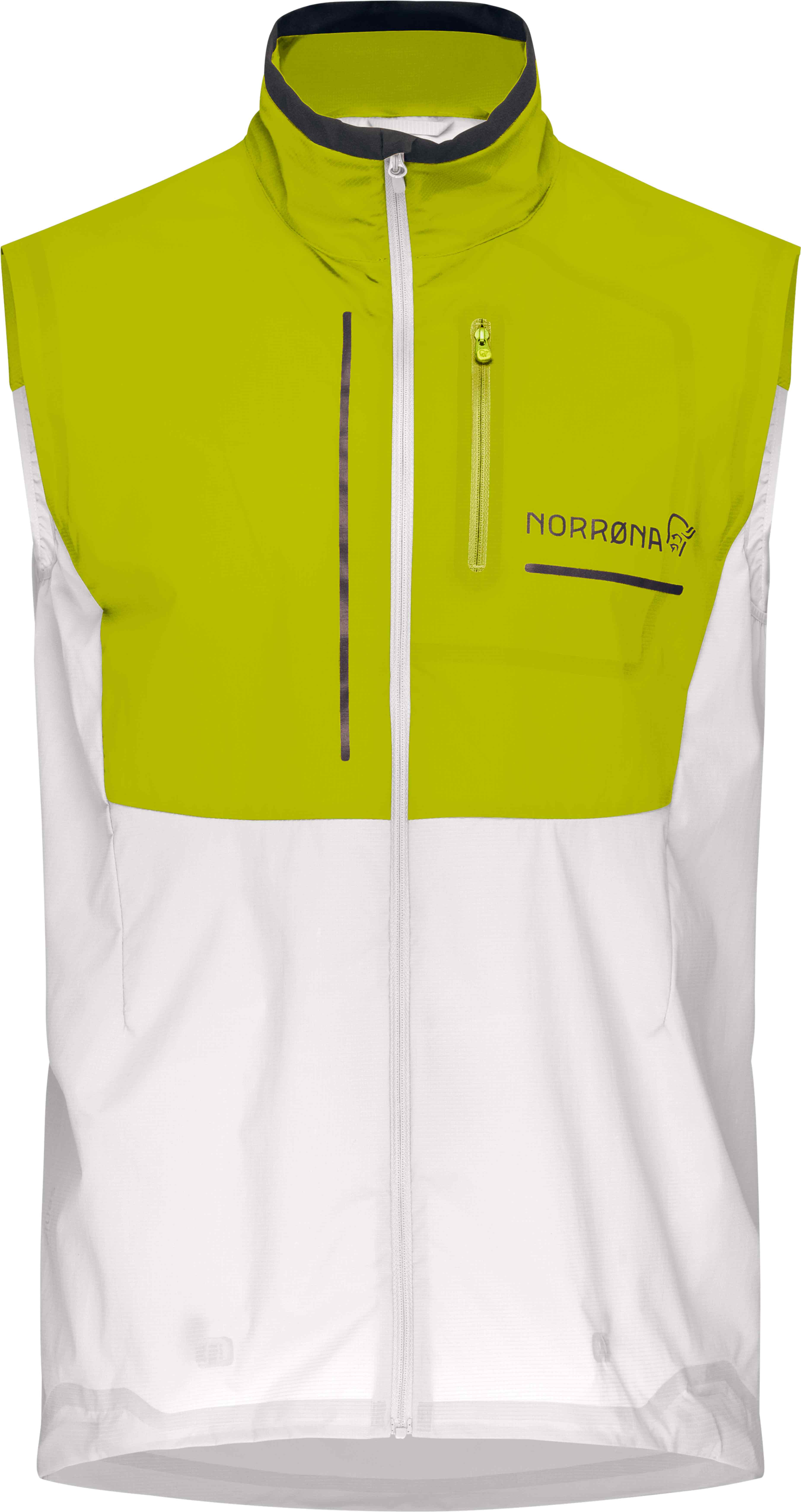 Norrona - Veste de trail coupe-vent - Senja Aero90 Vest M Golden Lime Snow White en Nylon - Taille L - Vert