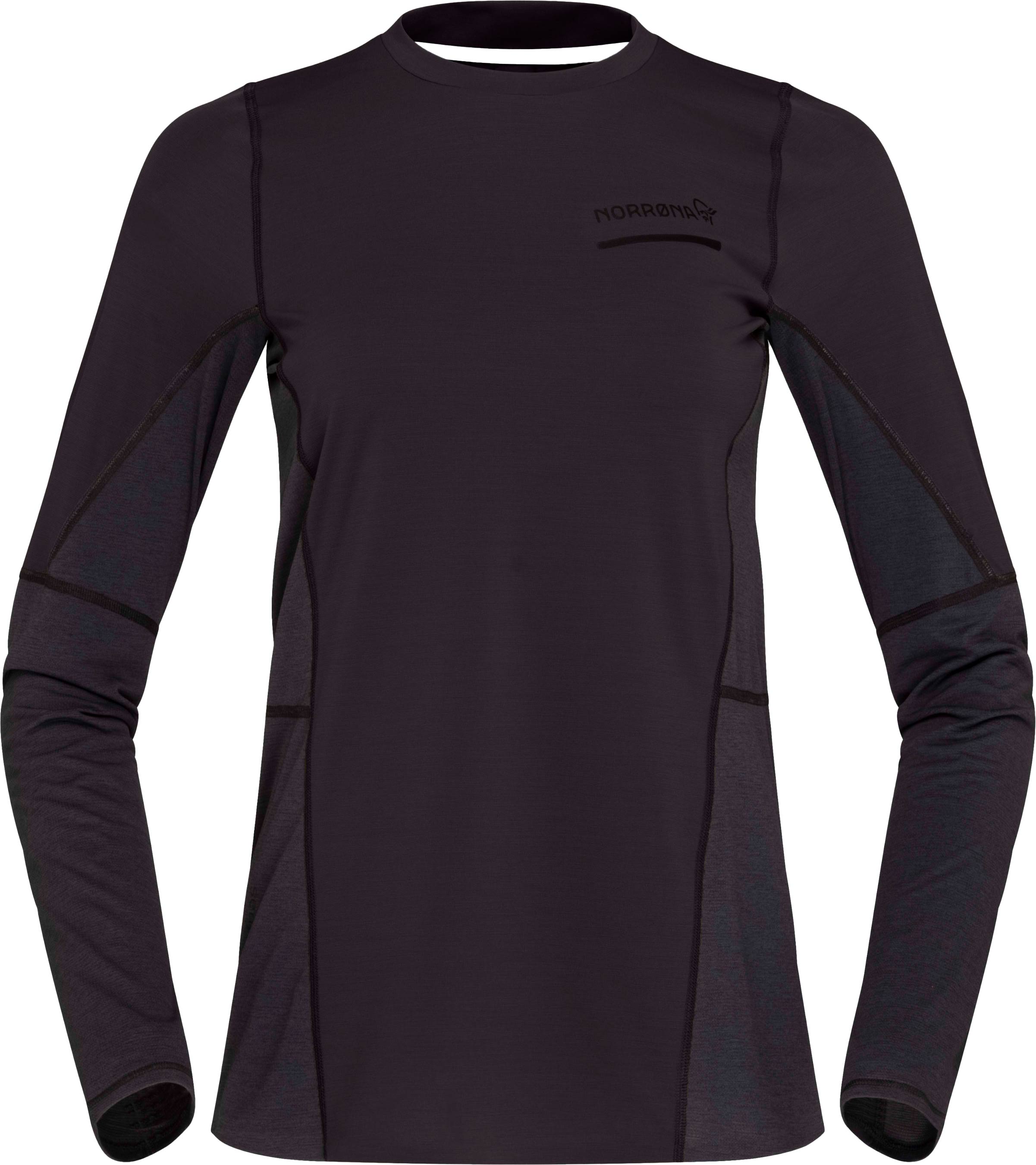 Norrona - T-shirt de running léger à manches longues - Senja Equaliser Lightweight Long Sleeve W Caviar Black - Taille M - Noir