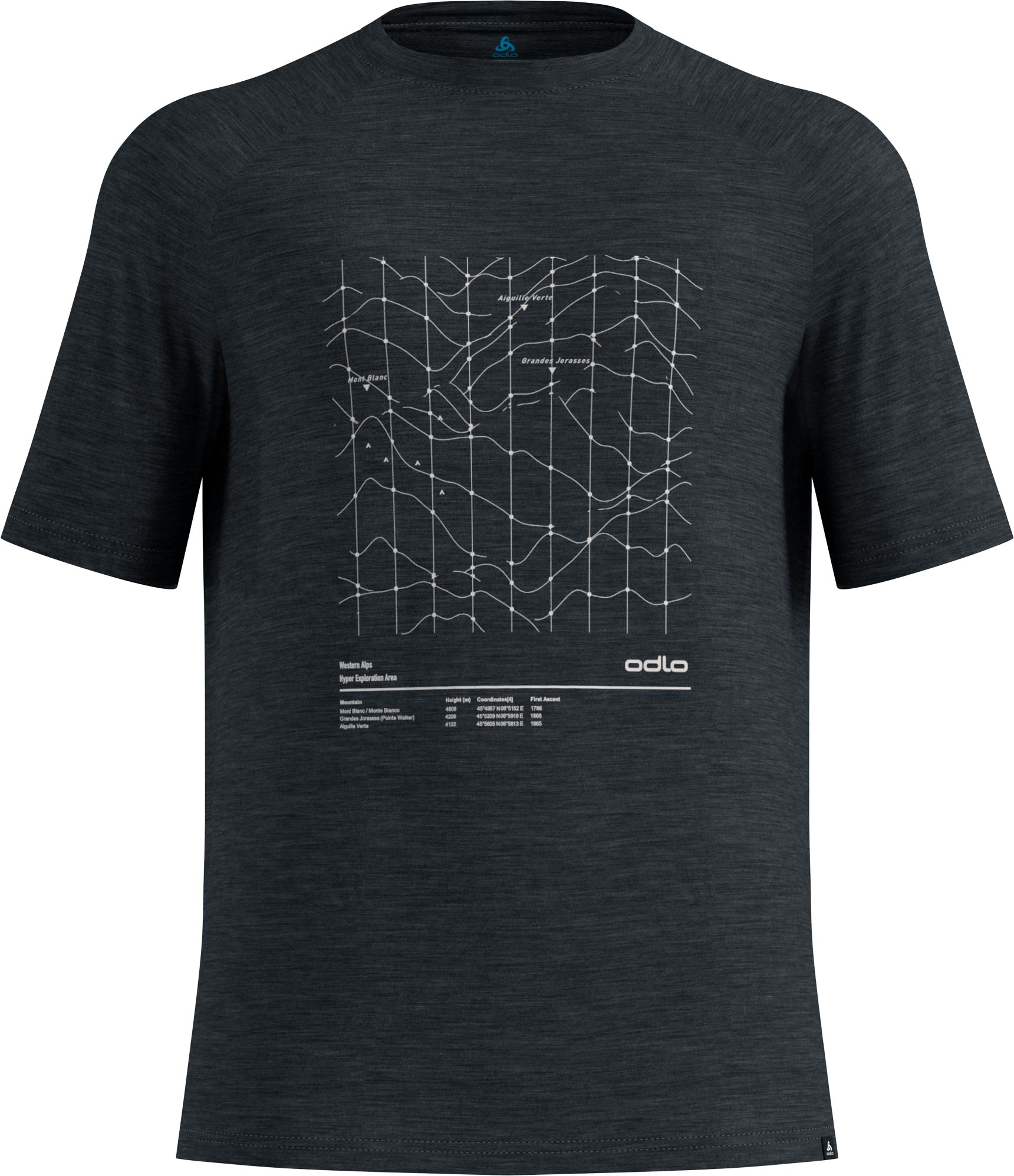T-shirt léger en laine de mérinos - Merino Tencel Hyper Map Tee M Black Melange en Laine - Taille M - Blanc