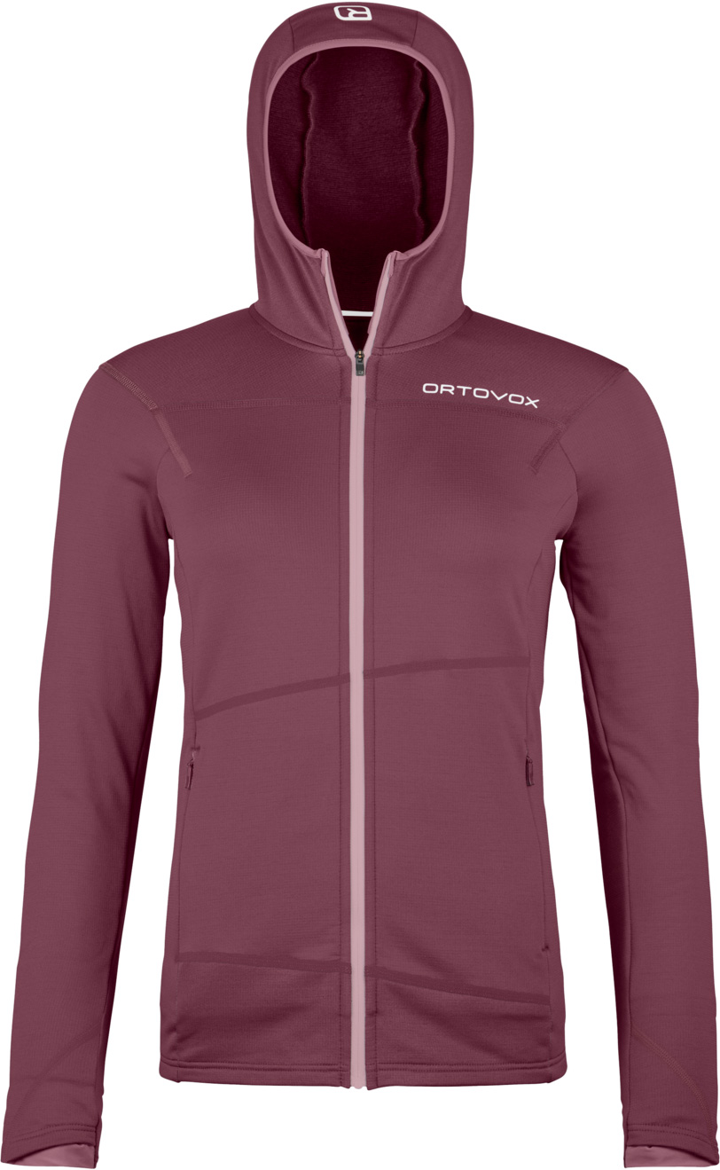 Polaire stretch en laine mérinos à capuche - Fleece Light Hoody W Chestnut - Taille L - Bordeaux