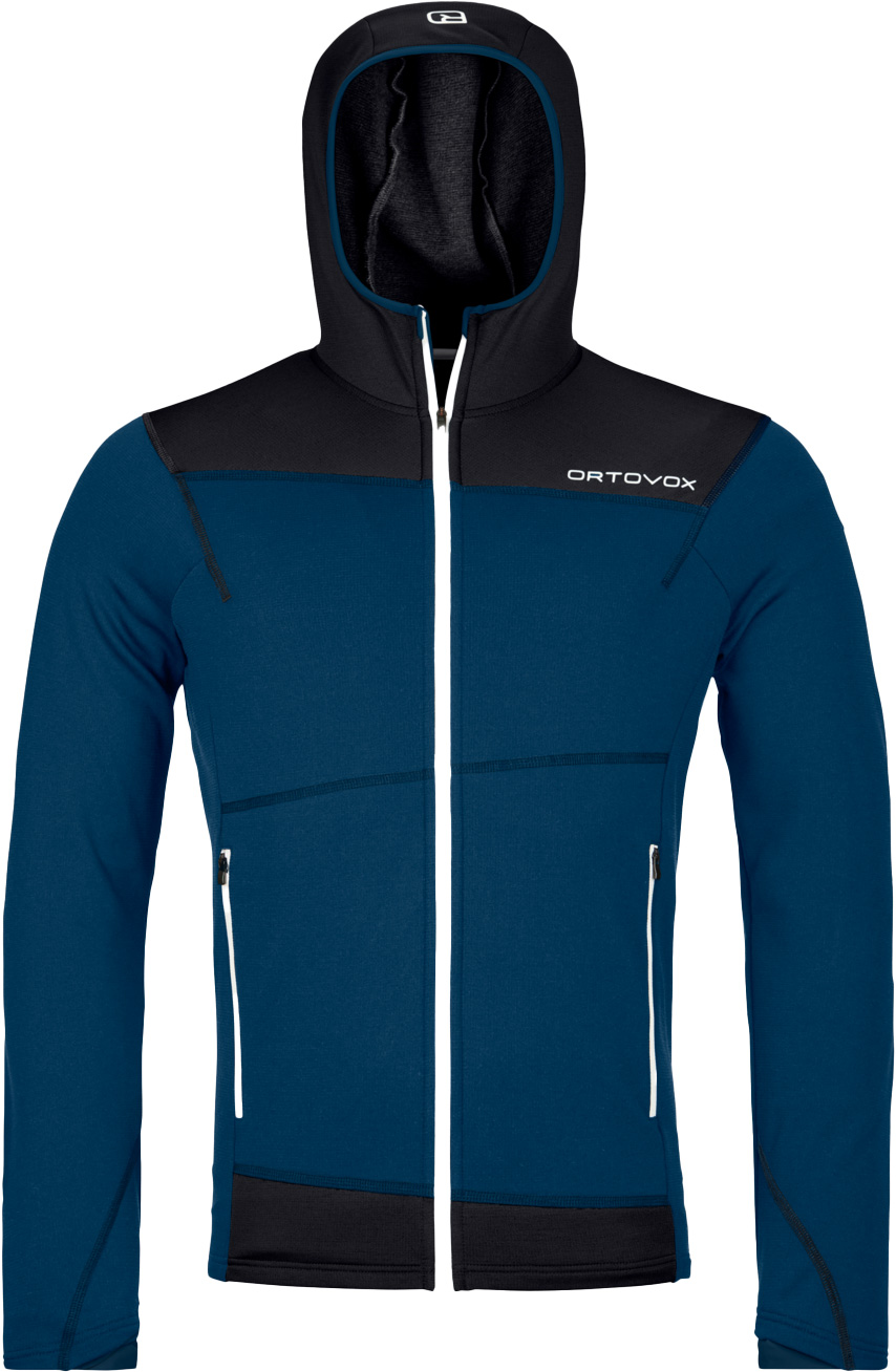 Polaire stretch à capuche en laine mérinos - Fleece Light Hoody M Deep Ocean en Laine - Taille M - Bleu