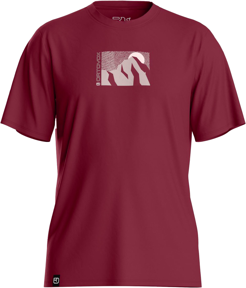T-shirt de randonnée léger et performant en laine mérinos - 120 Cool Tec Mountain Sun T-shirt M Red Malbec en Laine - Taille S