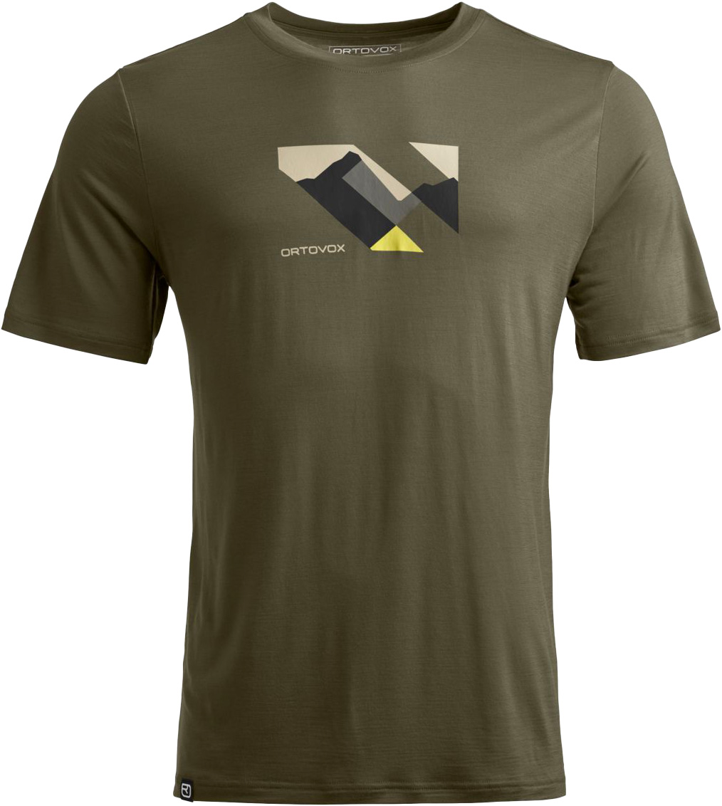 T-shirt de randonnée léger en laine mérinos - 140 Cool Landscape T-shirt M Dark Wild Herbs en Laine - Taille M - Vert