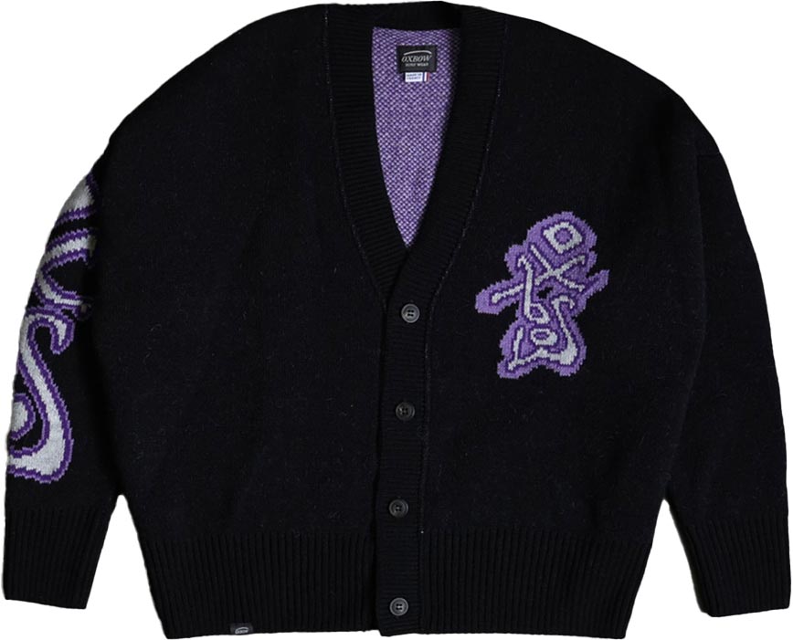 Gilet en laine mérinos et alpaga - Holmen Double Jacquard Cardigan Black en Laine - Taille L - Noir